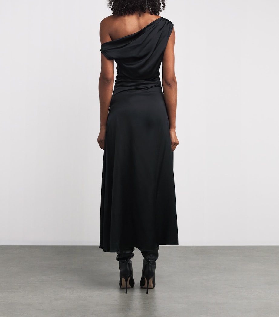 Stretch-Silk Phare Midi Dress BLK BLACK Image 3