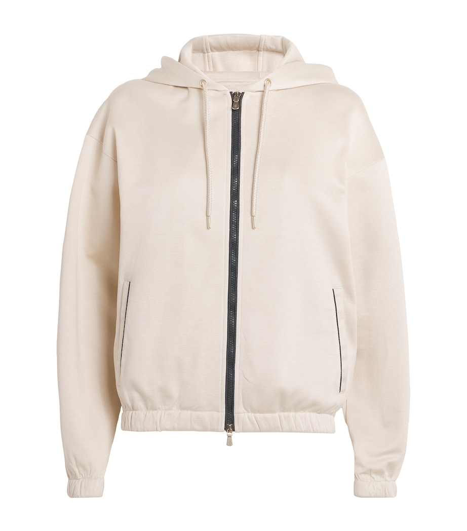 Cotton-Blend Zip-Up Hoodie SABBIA Image 1