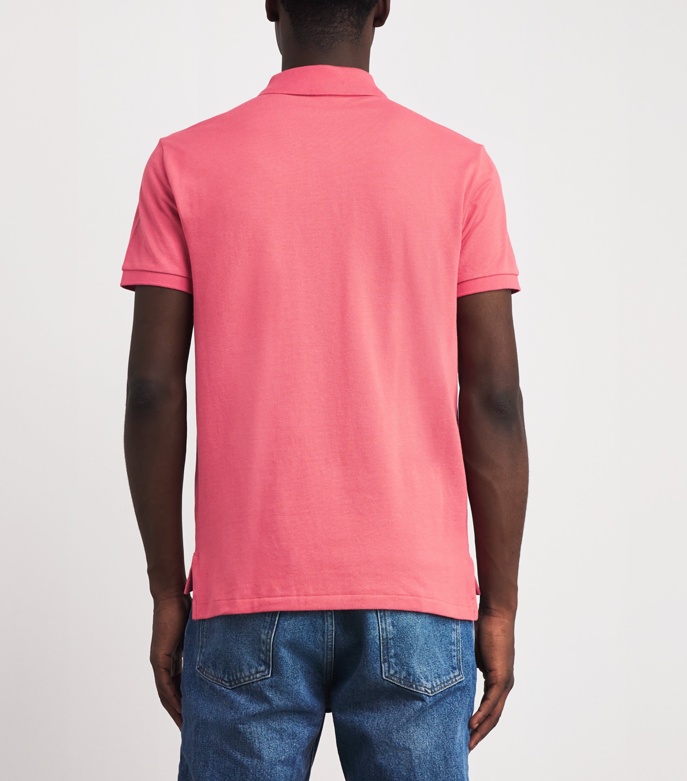 Cotton Mesh Slim Polo Shirt RED SKY Image 4