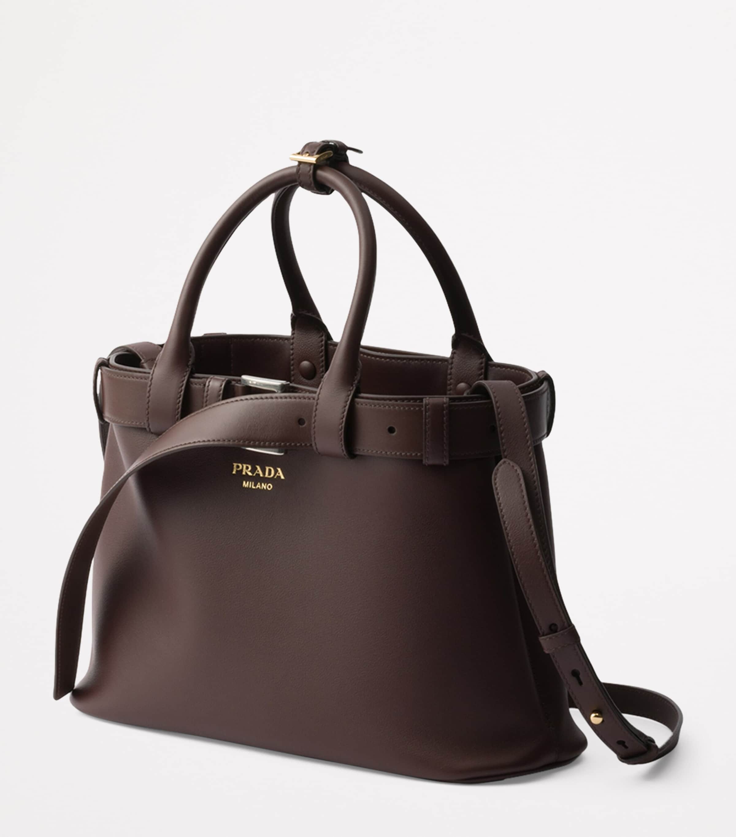 Small Leather Buckle Tote Bag F0NBL Image 2