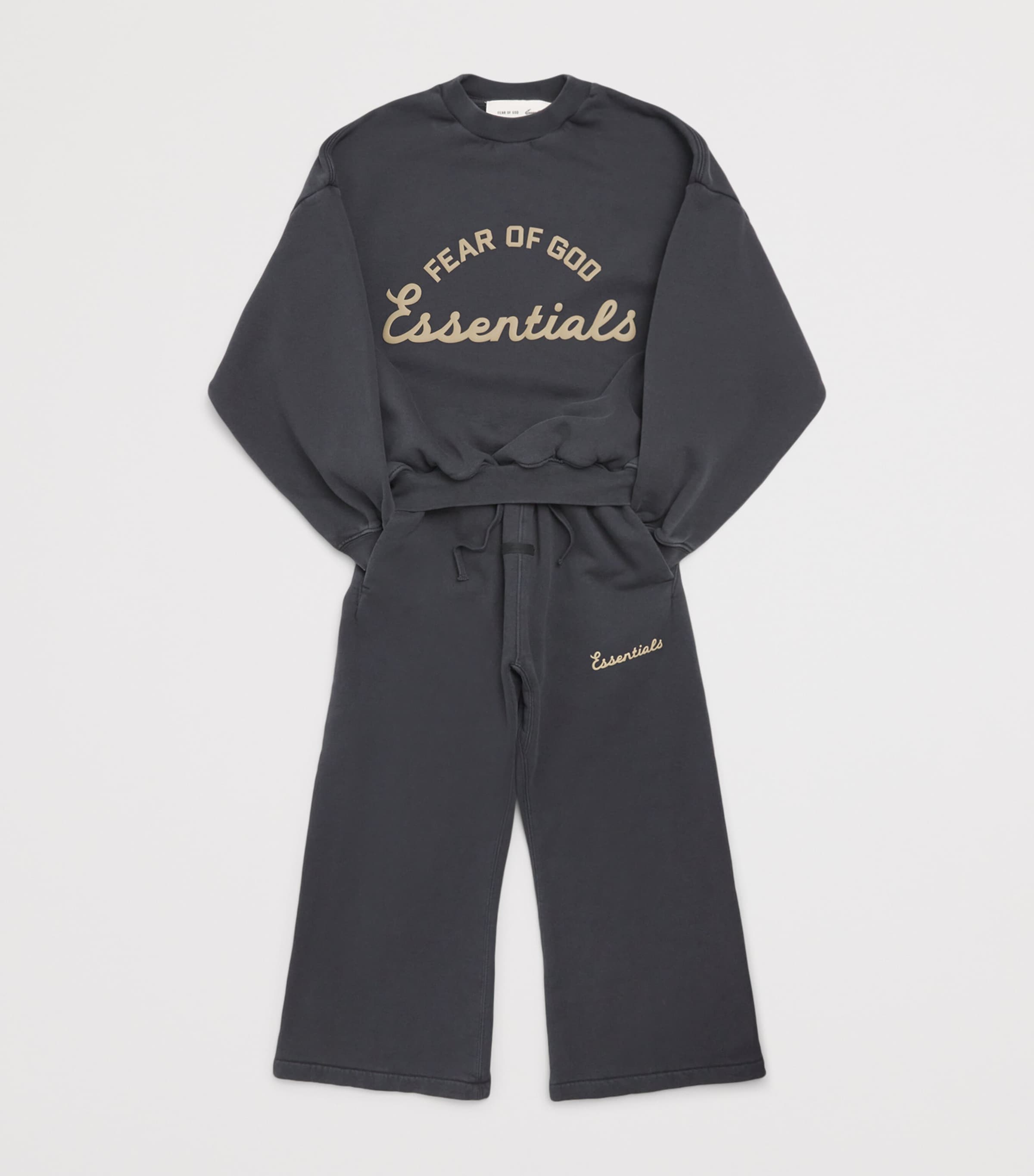 FEAR OF GOD ESSENTIALS KIDS Cotton Logo Sweatpants (2-16 Years) Faded Black Image 3