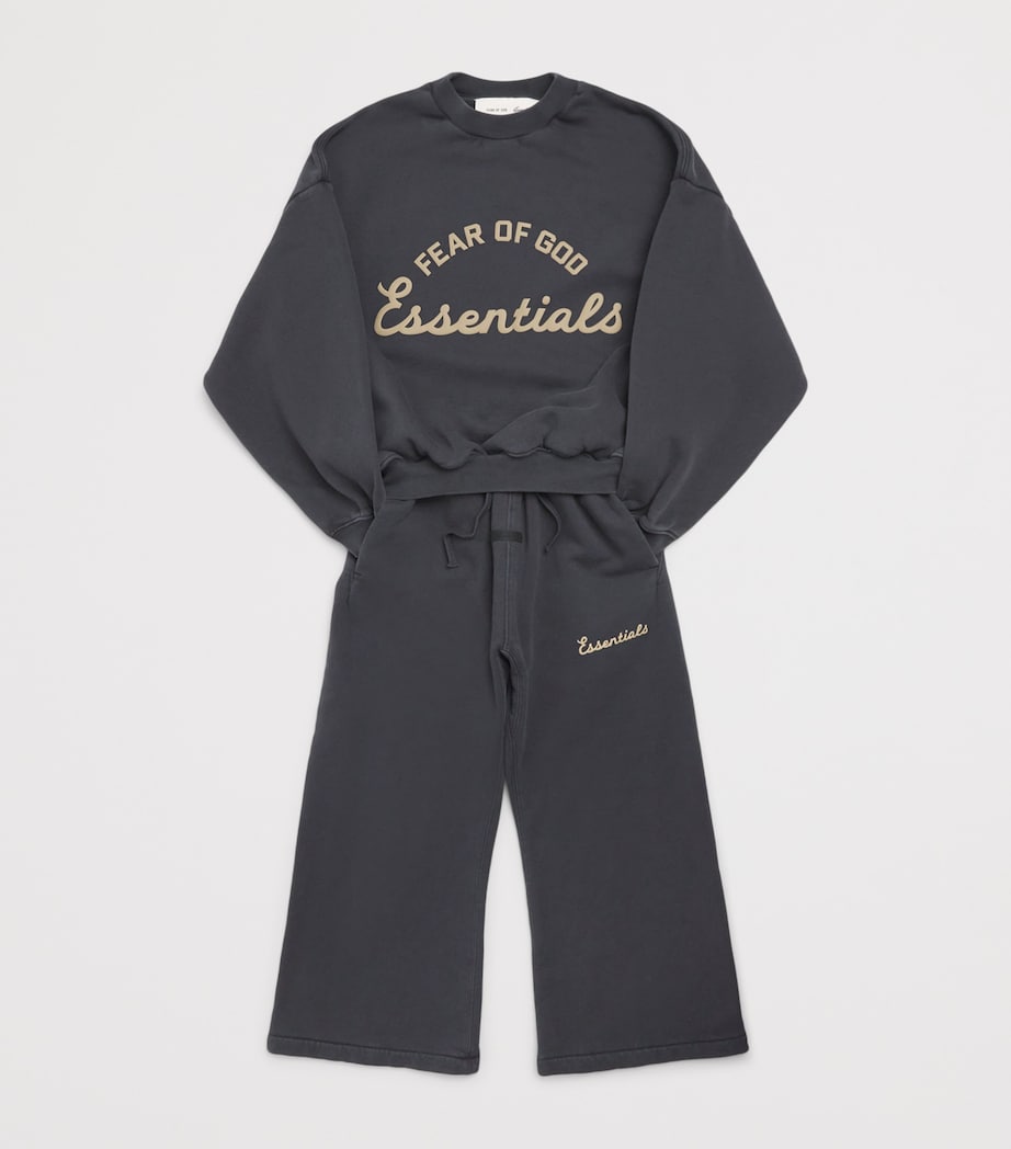 FEAR OF GOD ESSENTIALS KIDS Cotton Logo Sweatpants (2-16 Years) Faded Black Image 3