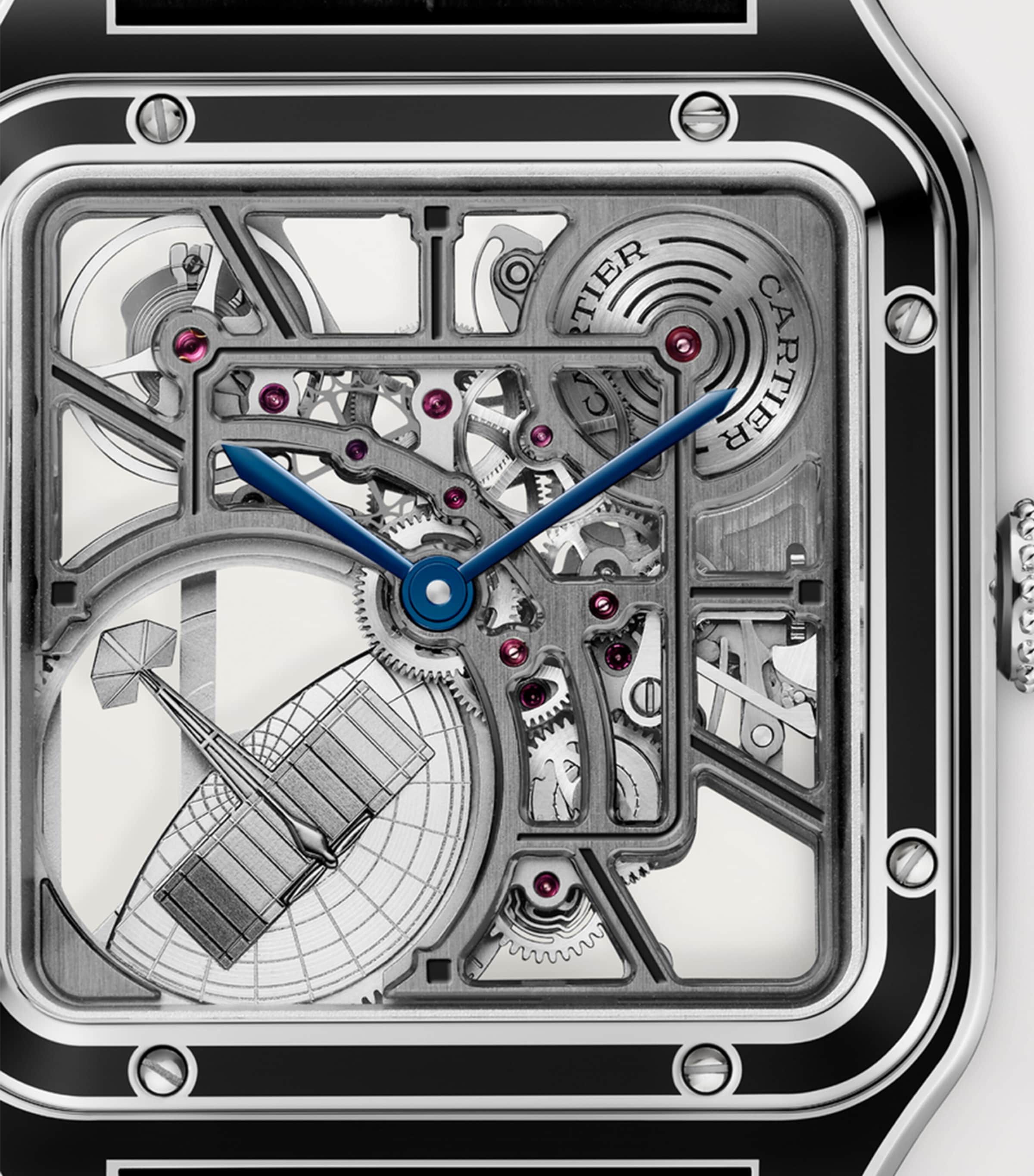 Large Steel Santos-Dumont Skeleton Watch 43.5mm STEEL Image 11