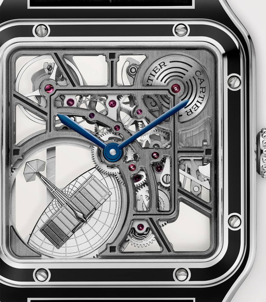 Large Steel Santos-Dumont Skeleton Watch 43.5mm STEEL Image 11