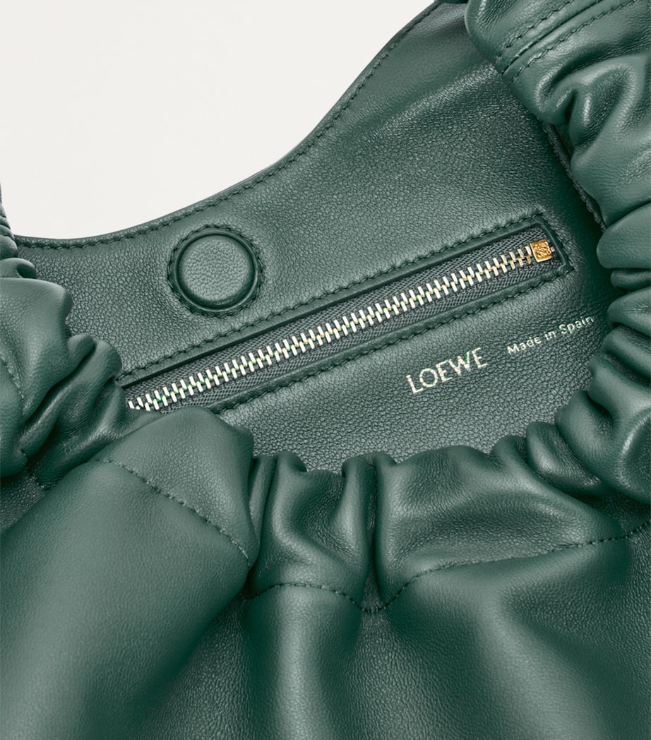 Small Leather Squeeze Top-Handle Bag VETIVER Image 7