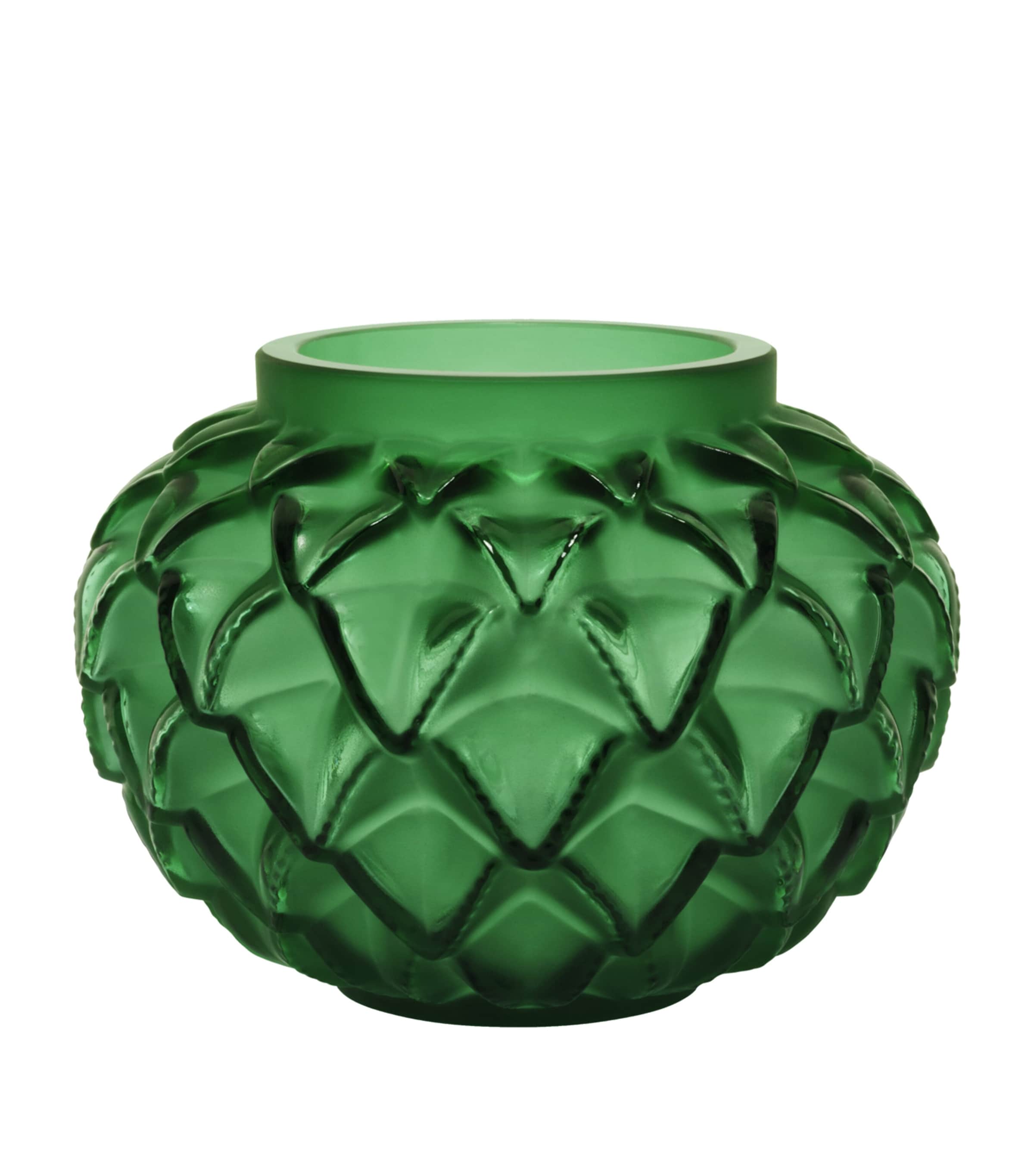 Lalique Languedoc Green Vase In Green