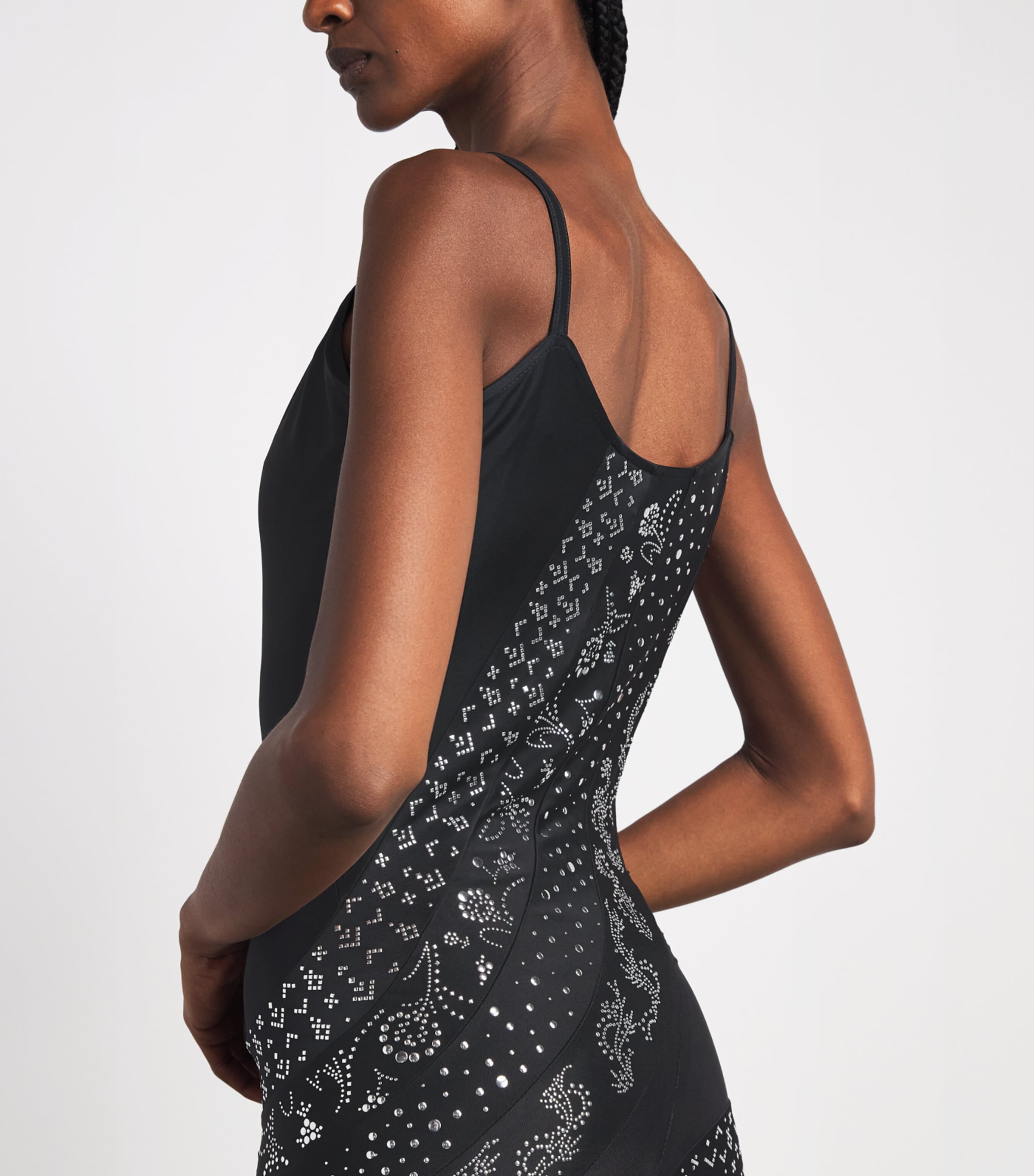Rabanne Womens Asymmetric-Hem Embellished Gown Black Image 5