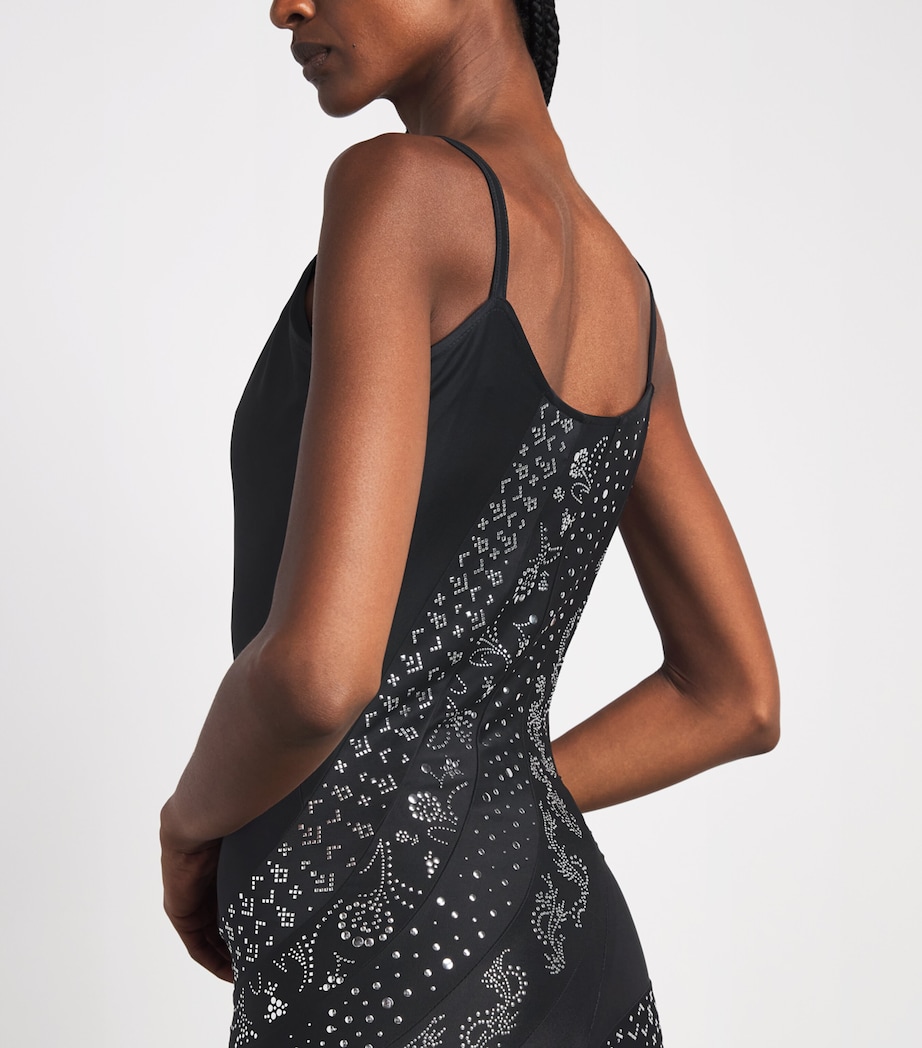 Rabanne Womens Asymmetric-Hem Embellished Gown Black Image 5