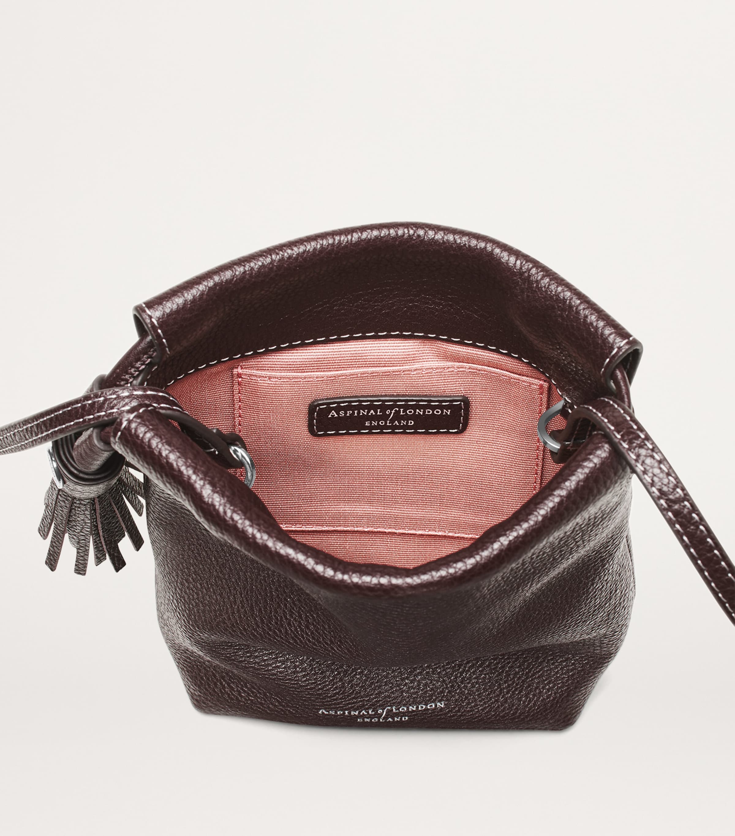 Aspinal Of London Leather Soho Cross-Body Pouch Wine Image 3