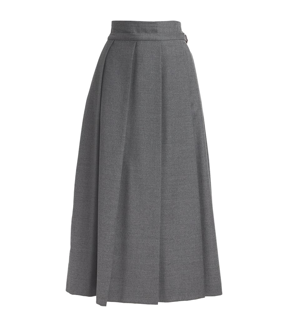 Weekend Max Mara Womens Virgin Wool Pleated Midi Skirt Medium Grey Image 1