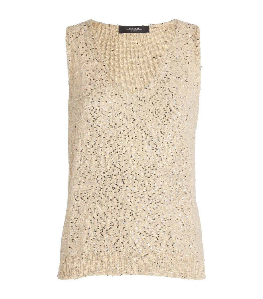 Sequinned Knitted Tank Top SILVER Image 1