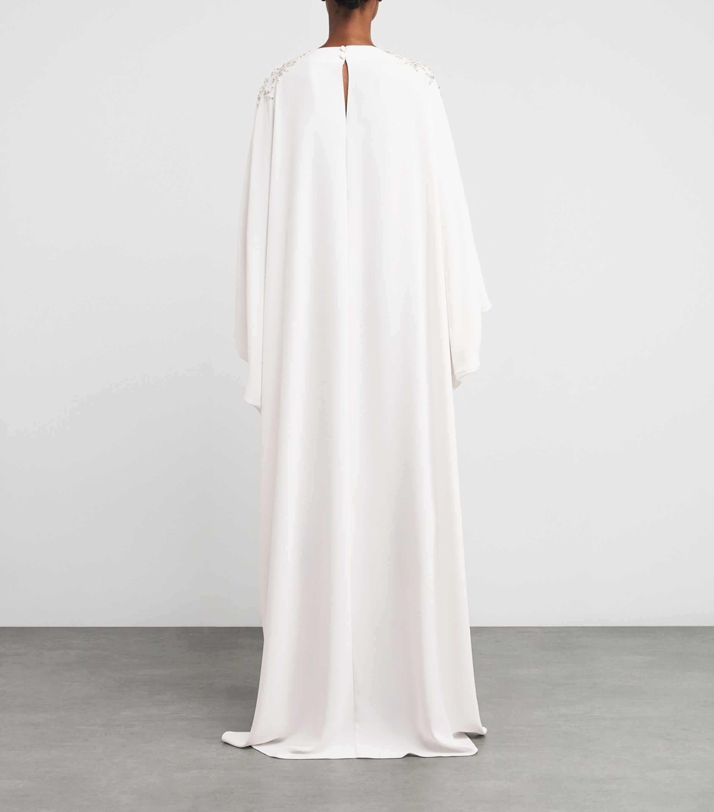 Pearl-Embellished Kaftan Maxi Dress MS0007 WHITE/SILVER Image 3