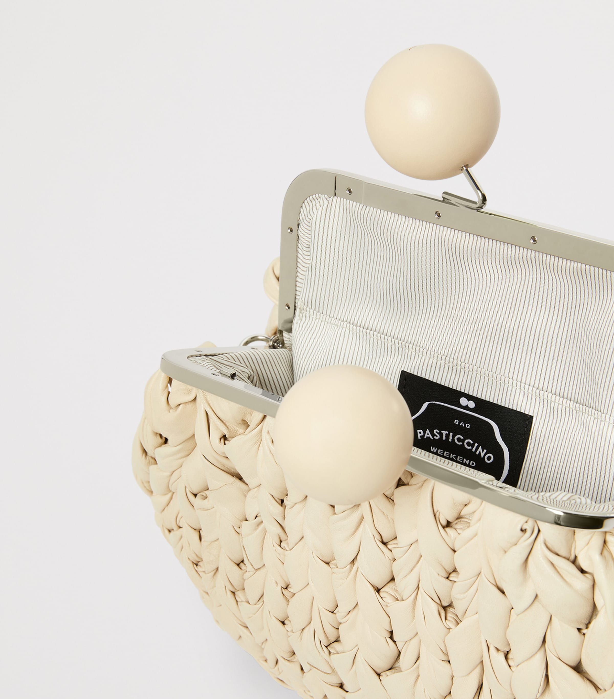 Weekend Max Mara Woven Leather Pasticcino Clutch Bag Ivory Image 5