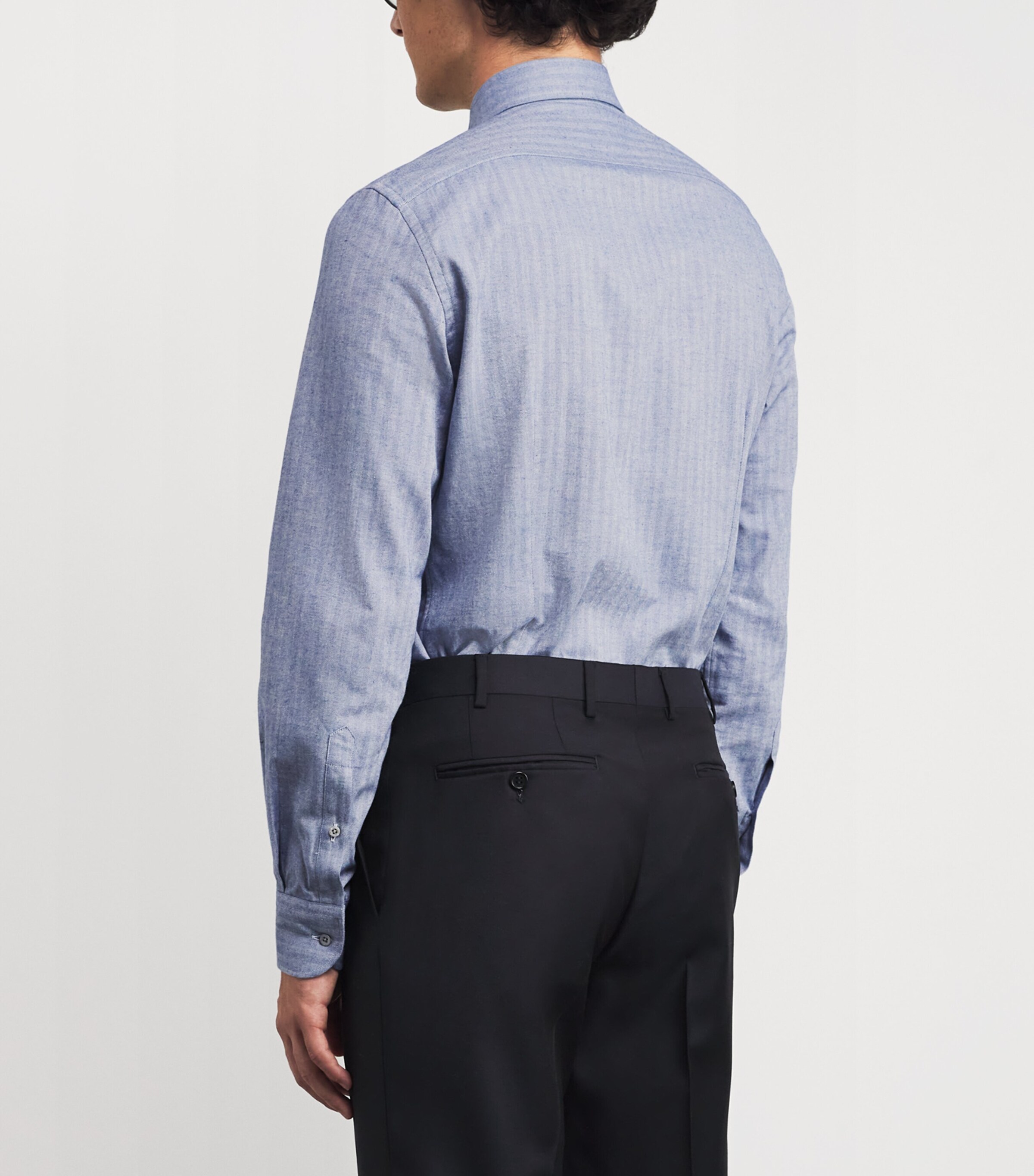 Cotton Herringbone Shirt 003 CHINA BLUE Image 4
