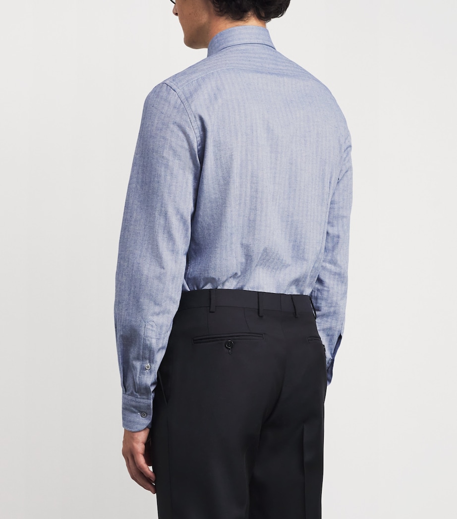 Cotton Herringbone Shirt 003 CHINA BLUE Image 4