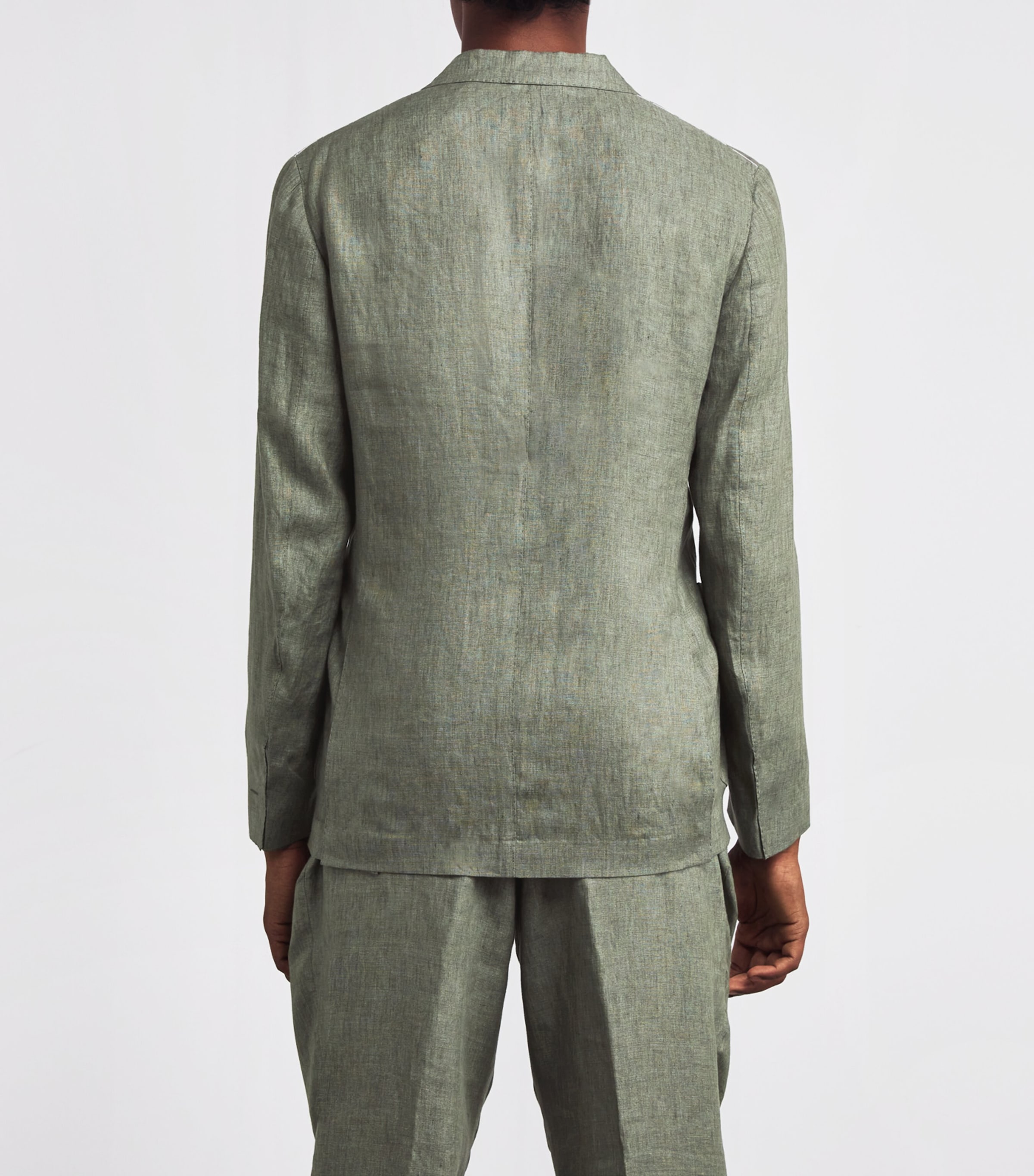 x Harrods Linen Blazer MILITARY GREEN Image 4