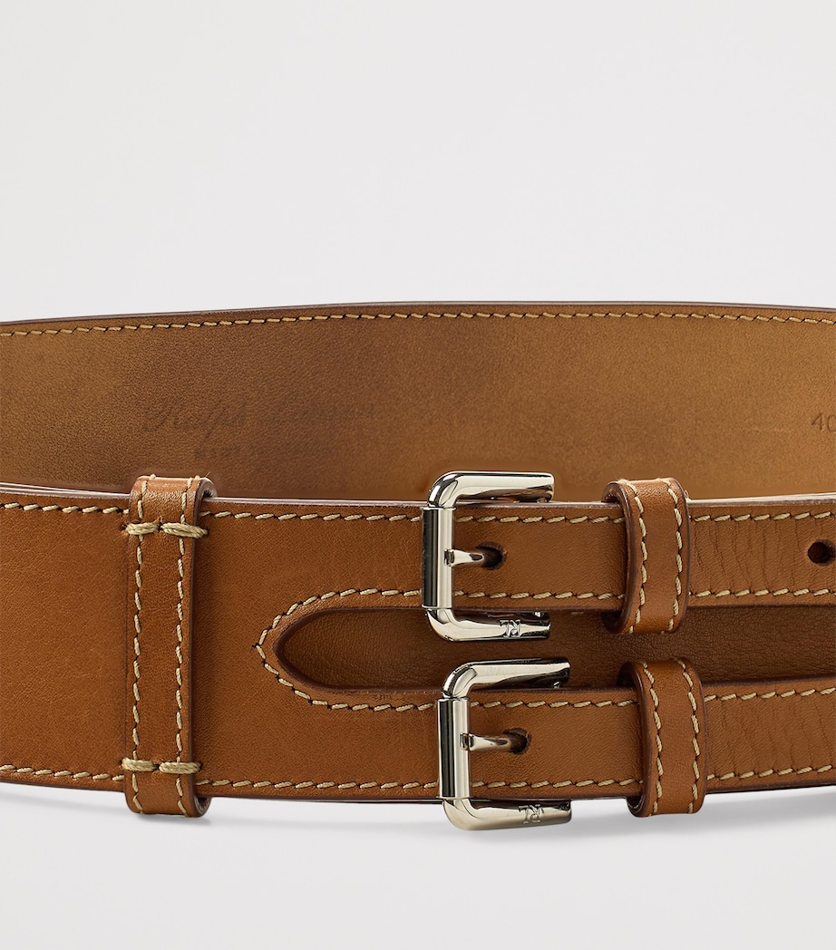 Leather Double-Buckle Belt RL GOLD Image 2