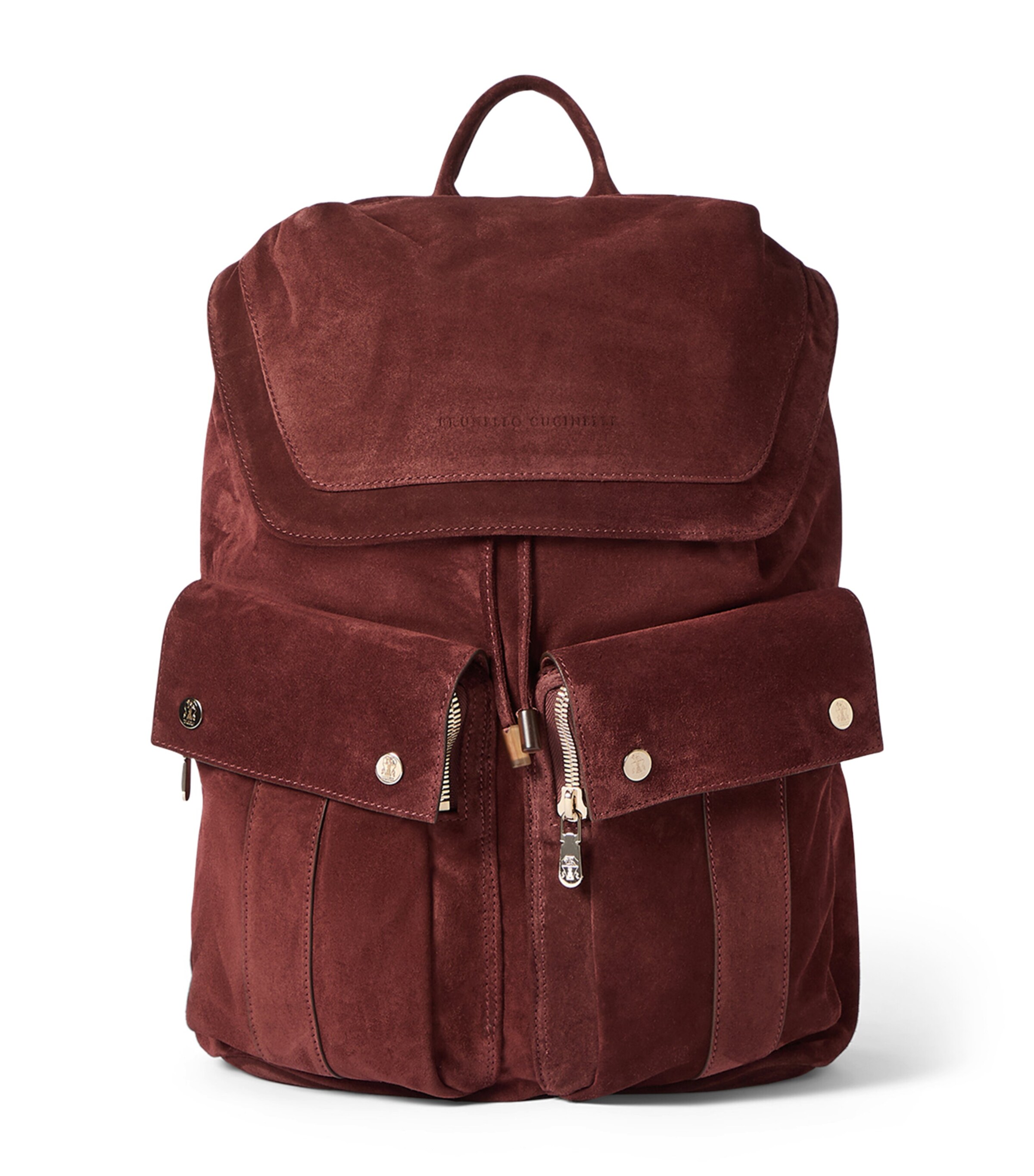 Brunello Cucinelli Suede Double-Pocket City Backpack Image 1