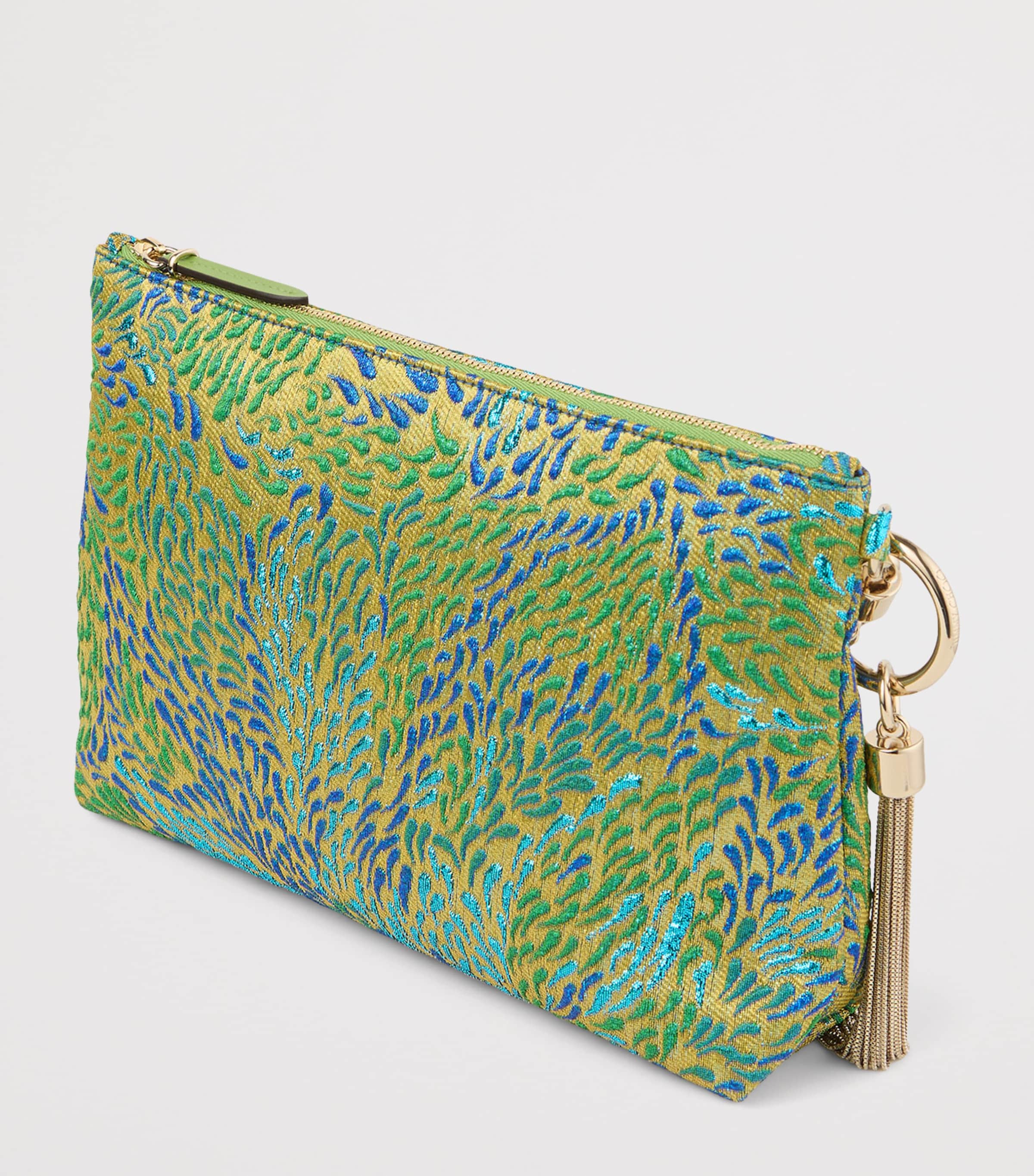 Jimmy Choo Callie Metallic Canvas Clutch Bag Green Mix/light Gold Image 2