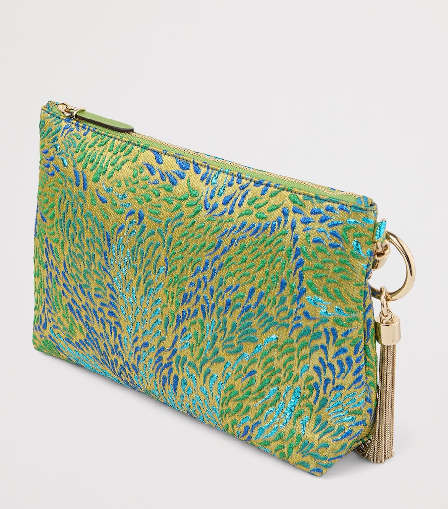 Jimmy Choo Callie Metallic Canvas Clutch Bag Green Mix/light Gold Image 2