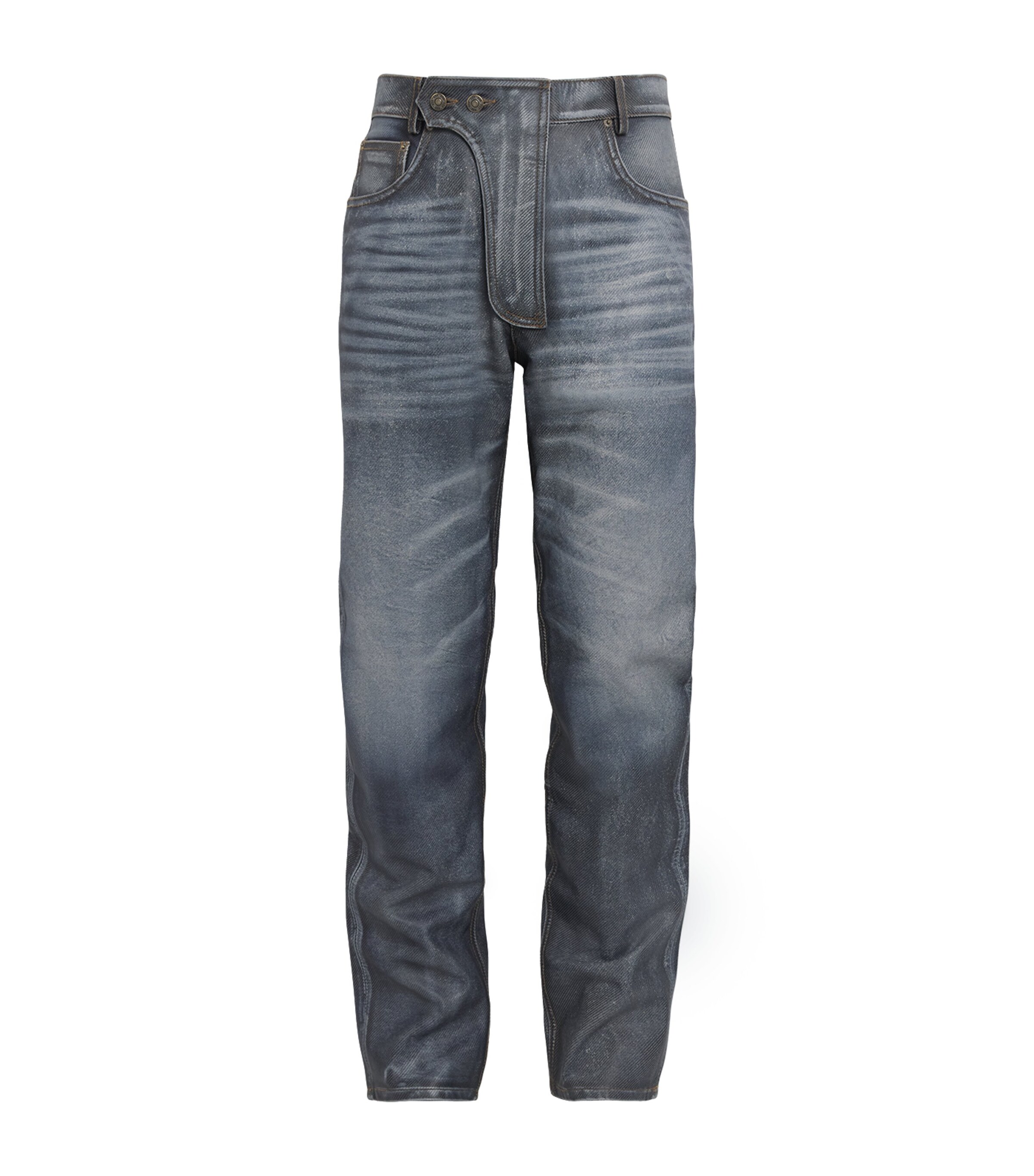 424 Blue Denim-Effect Leather Trousers | Harrods UK