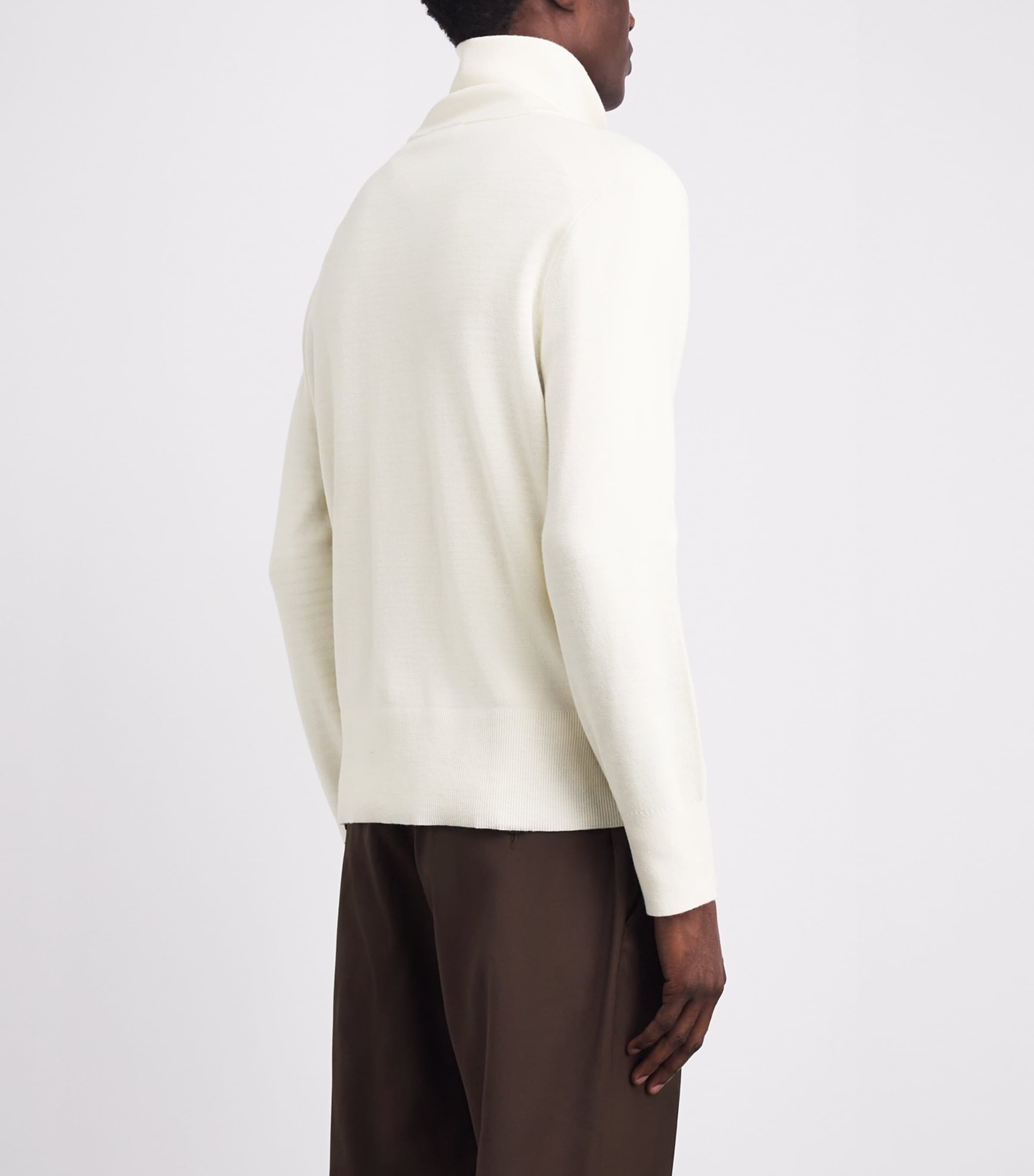 Sandro Paris Mens Wool Zip-Up Cardigan Butter Cream Image 5