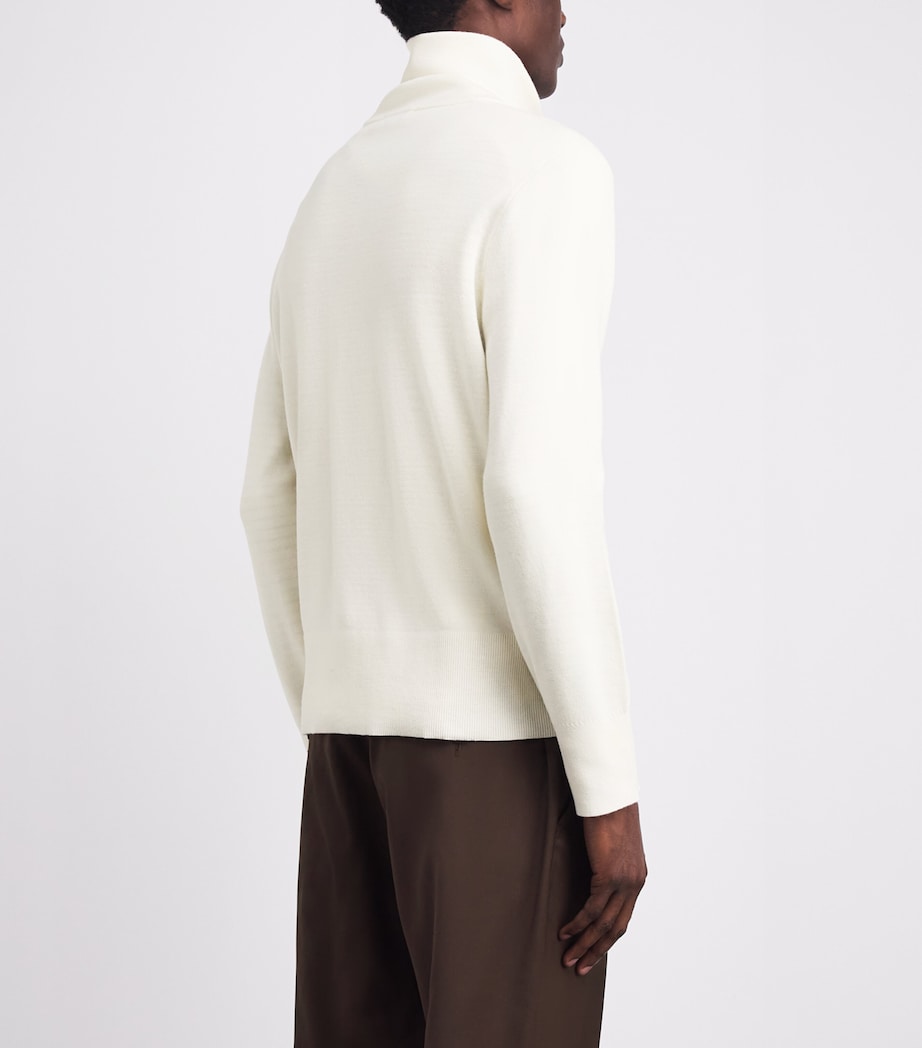Sandro Paris Mens Wool Zip-Up Cardigan Butter Cream Image 5