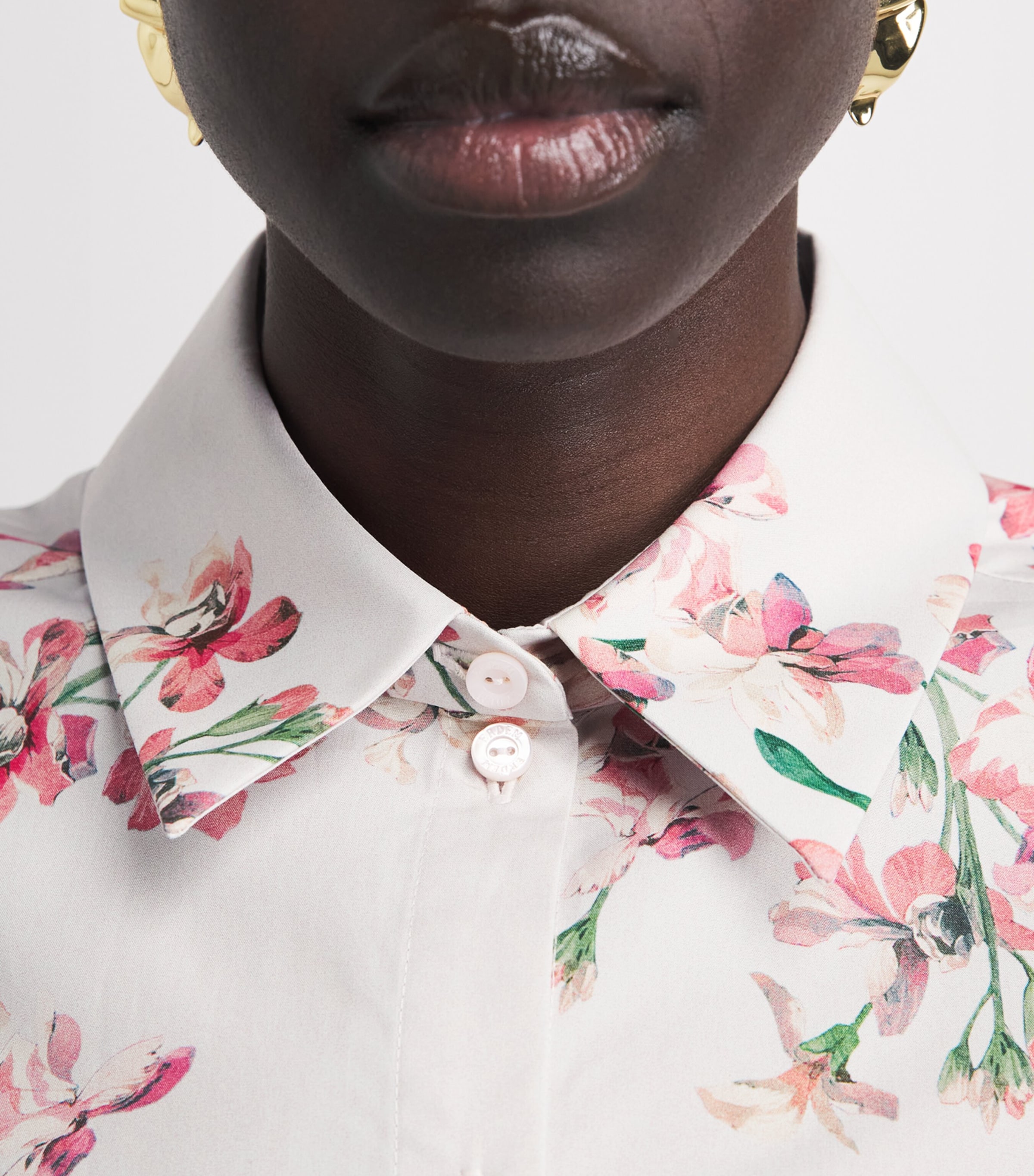 Erdem Womens Cotton Floral Short-Sleeve Shirt Paintd Orchd Ptl Pnk Image 3