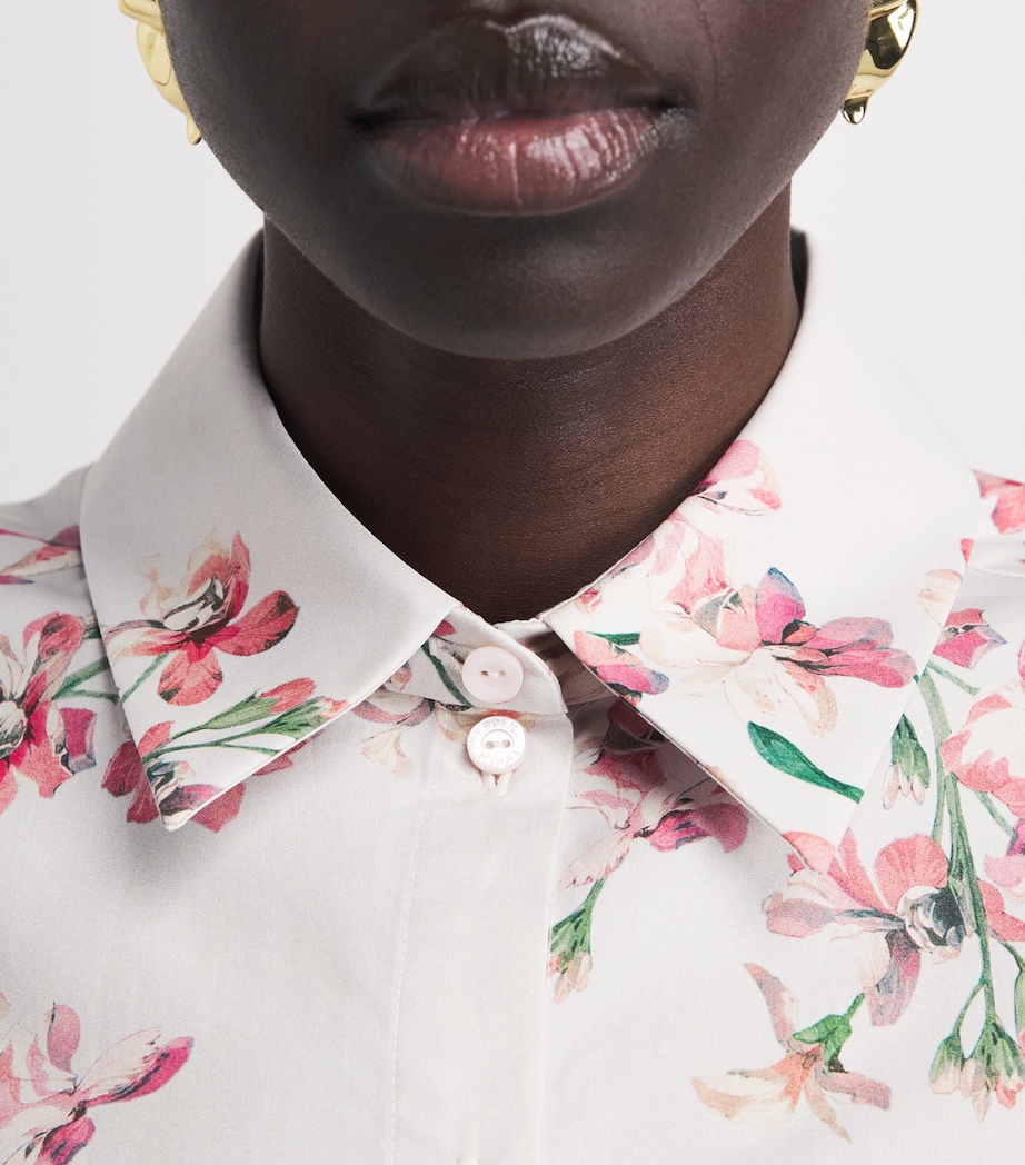 Erdem Womens Cotton Floral Short-Sleeve Shirt Paintd Orchd Ptl Pnk Image 3