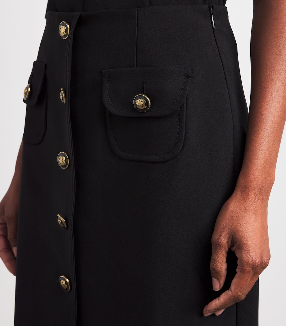 Buttoned Midi Skirt BLACK Image 6