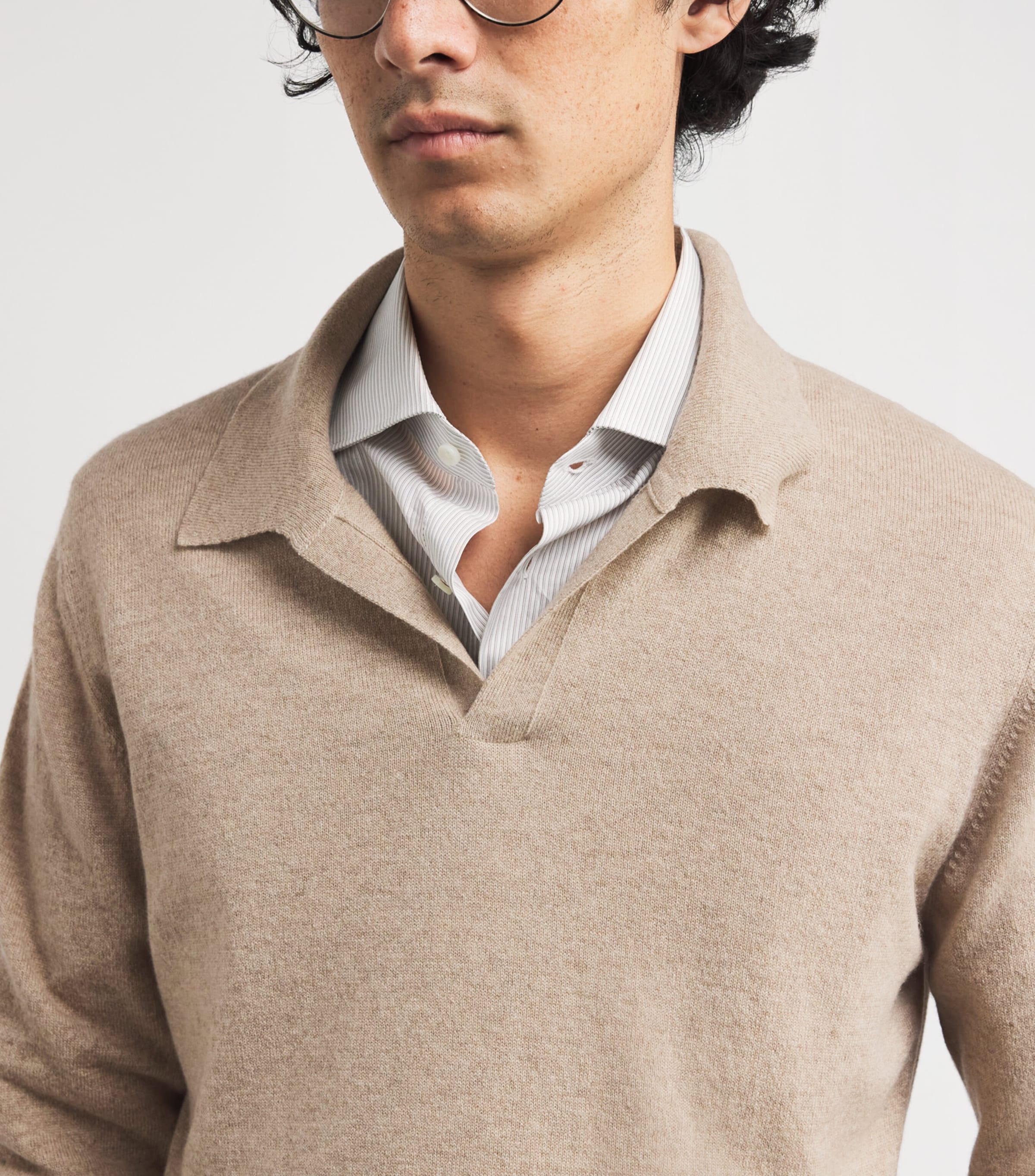 Cashmere Polo Sweater DARK MEDIUM DYED Image 6