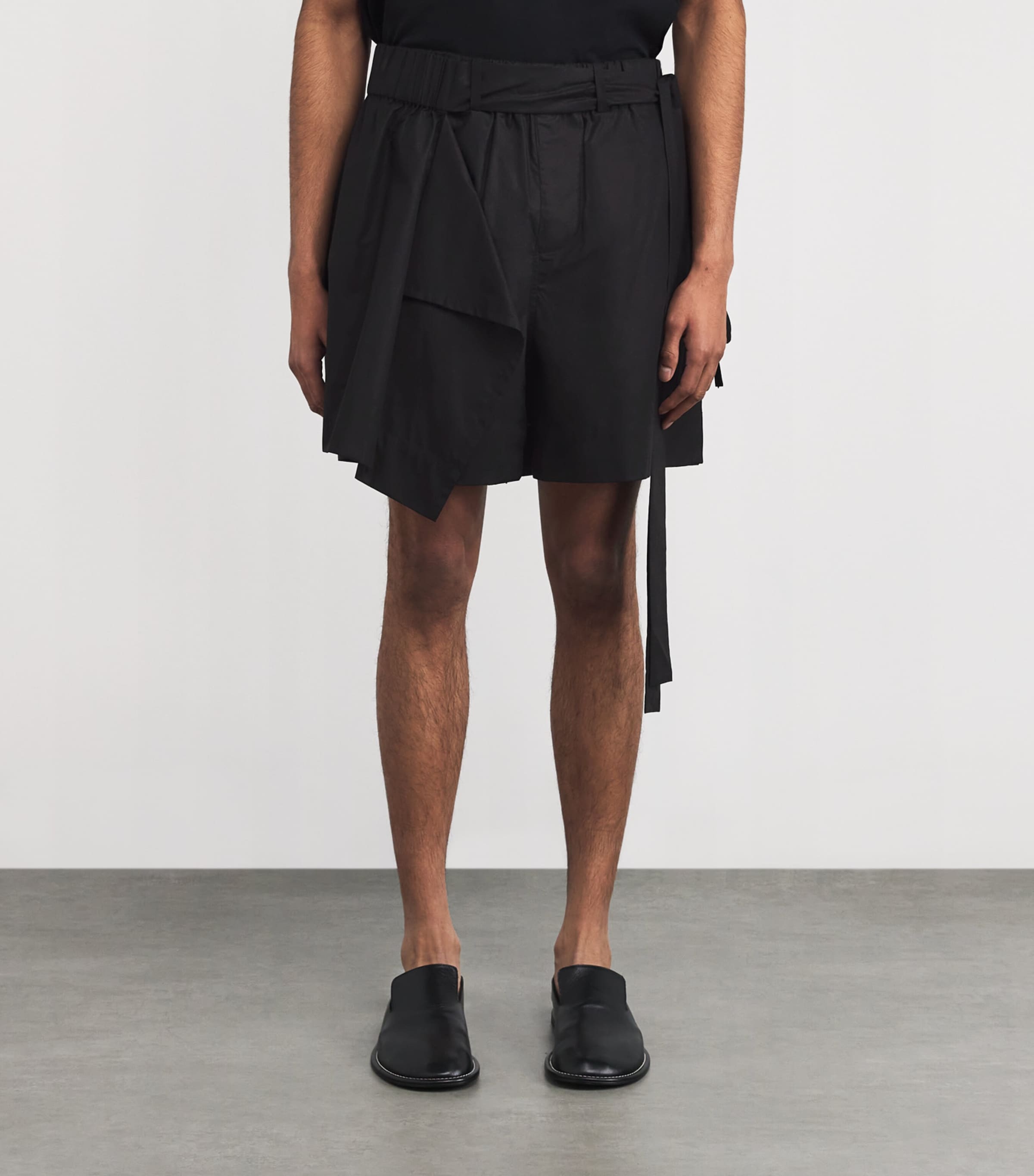 Cotton Layered Shorts BLACK Image 3