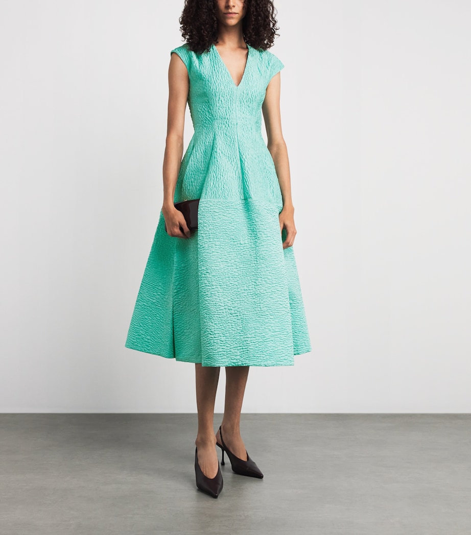 Roksanda Womens V-Neck Kova Midi Dress Aquamarine Image 2