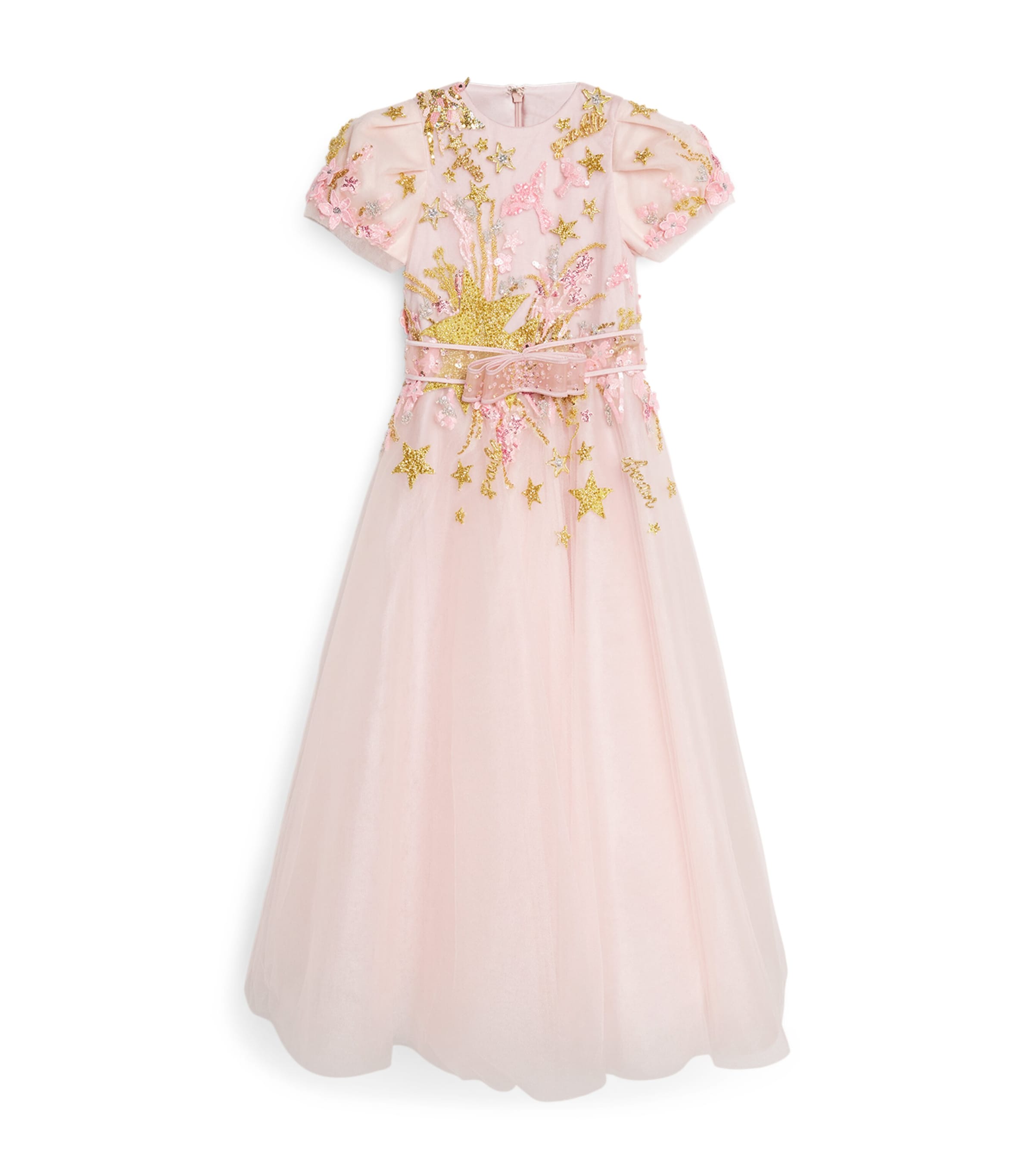 Mischka Aoki Kids' Embellished Tulle Dress In Pink