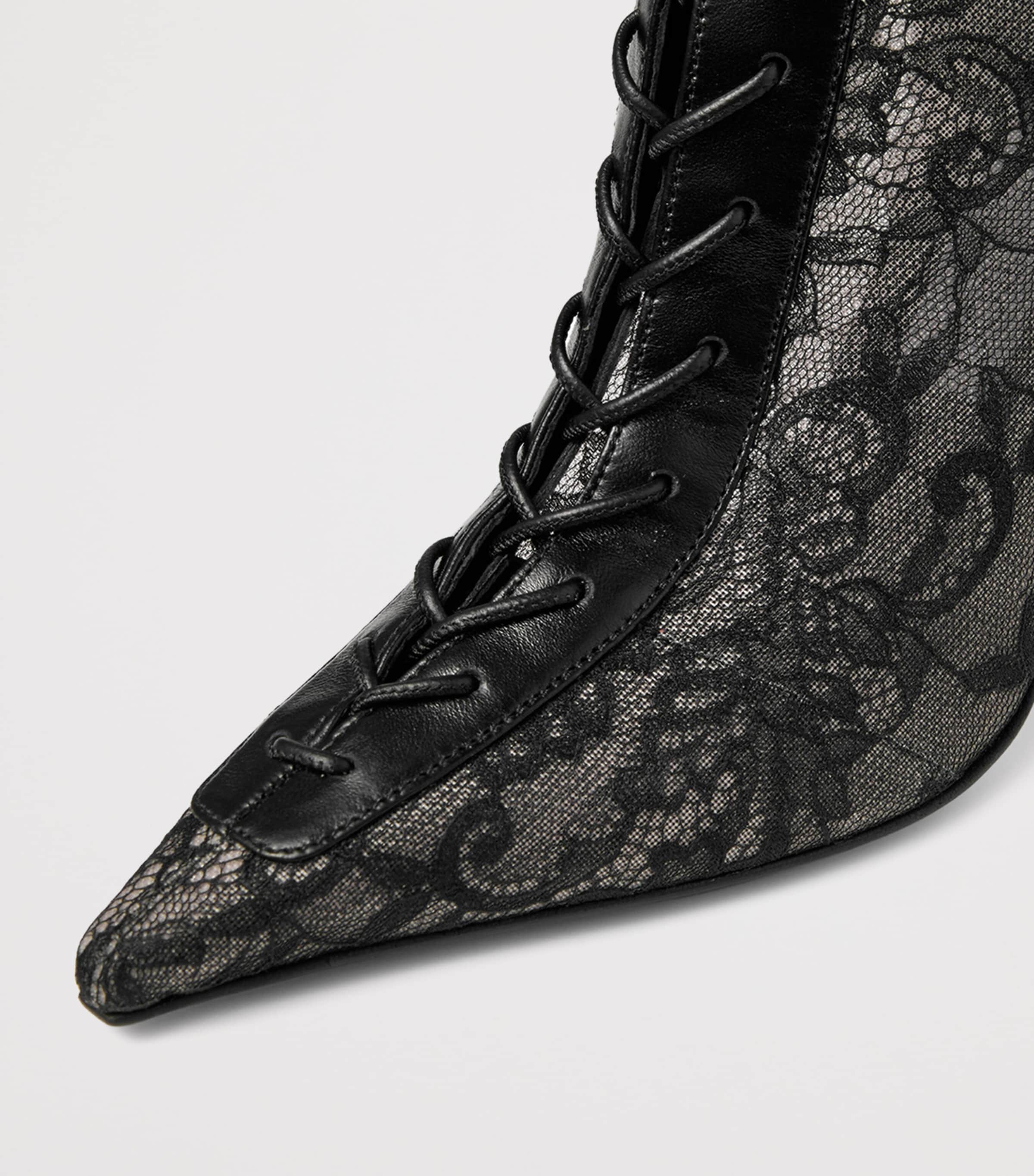 Jimmy Choo Scarlett 95 Leather-Lace Heeled Boots Black/black Image 4