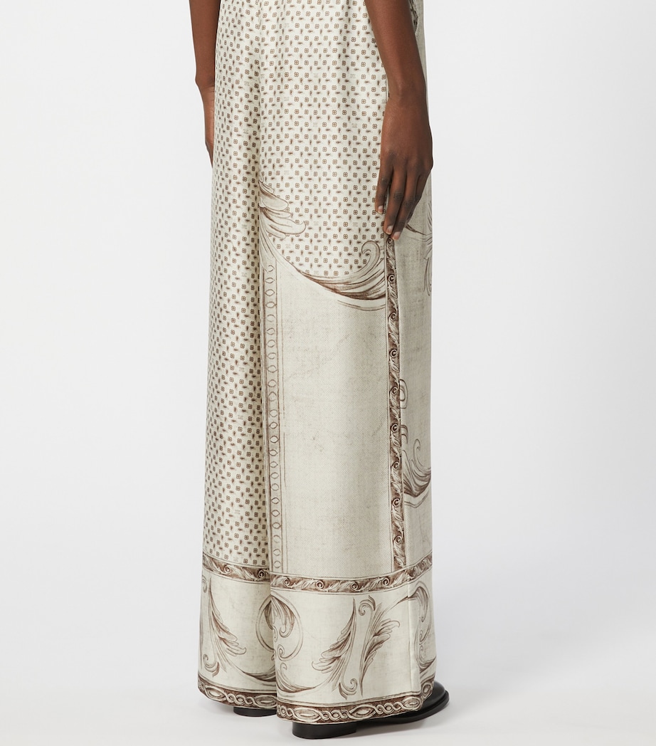 Silk Printed Wide-Leg Trousers IVORY Image 4