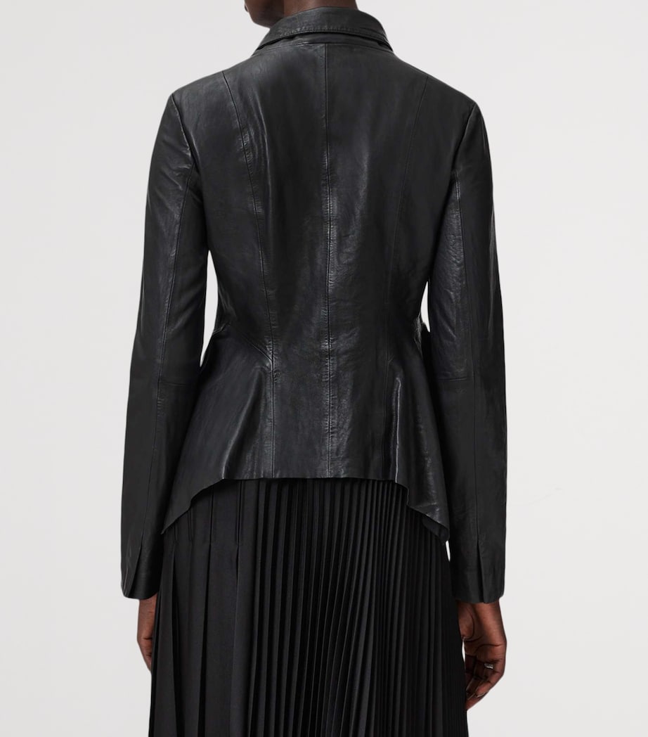 AllSaints Womens Leather Grace Biker Jacket Black Image 4