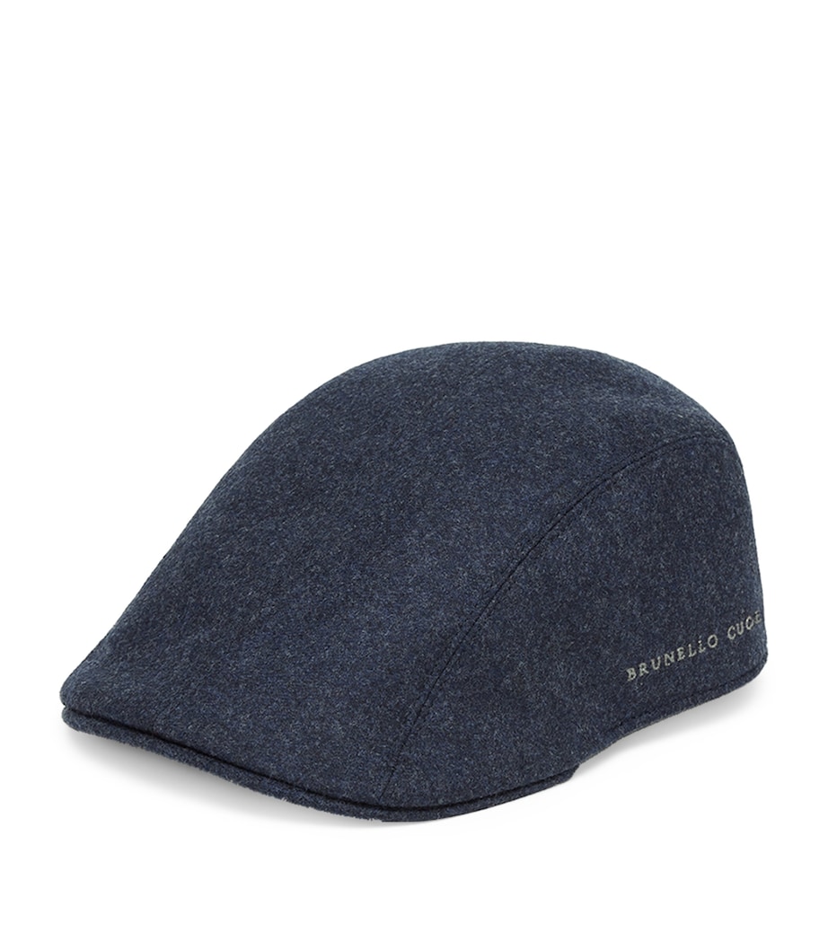 Virgin Wool Embroidered Flat Cap CPM26 Image 1
