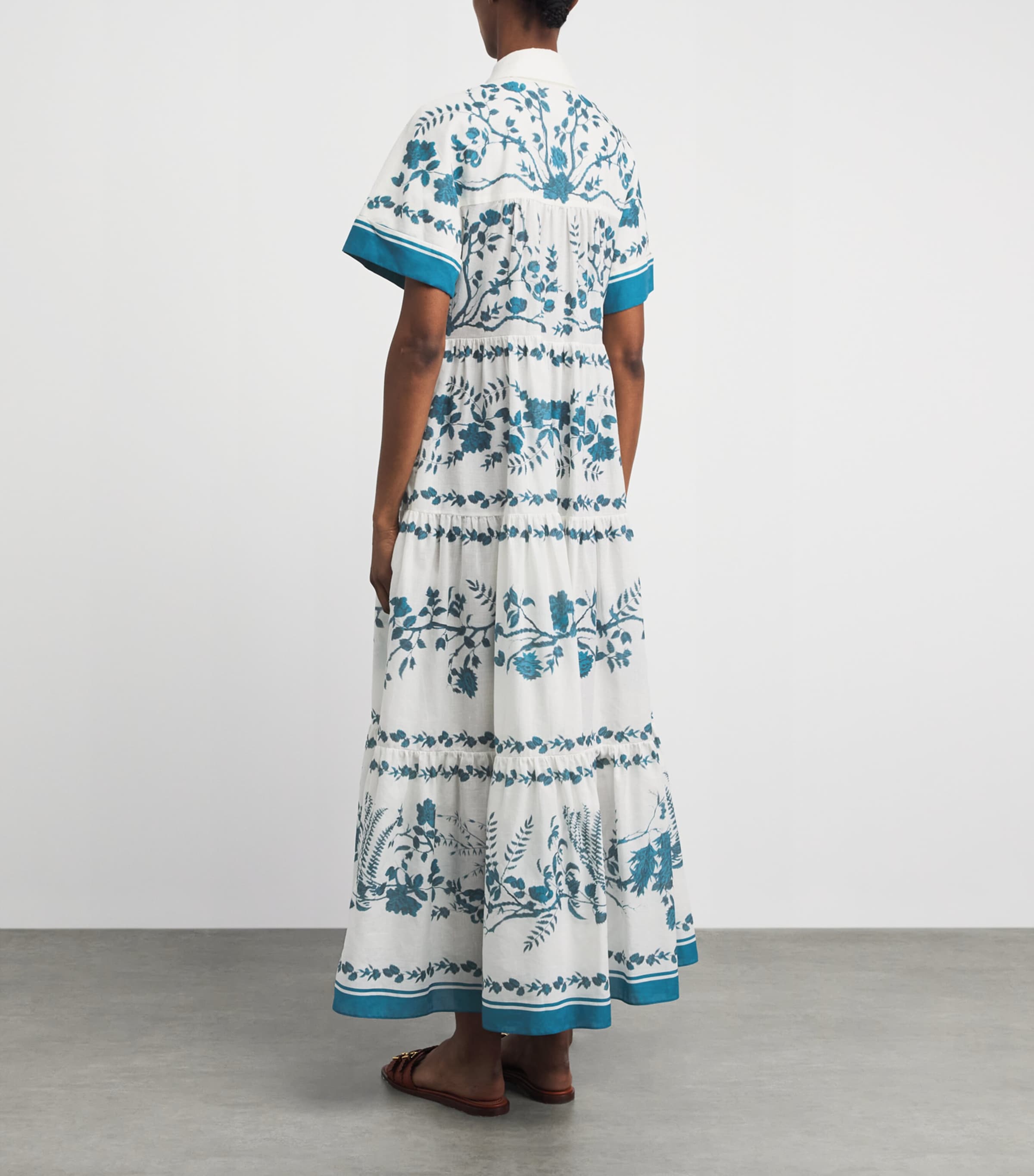 Erdem Womens Cotton-Linen Printed Maxi Dress Wld Frn Btncl Drm Bl Image 4