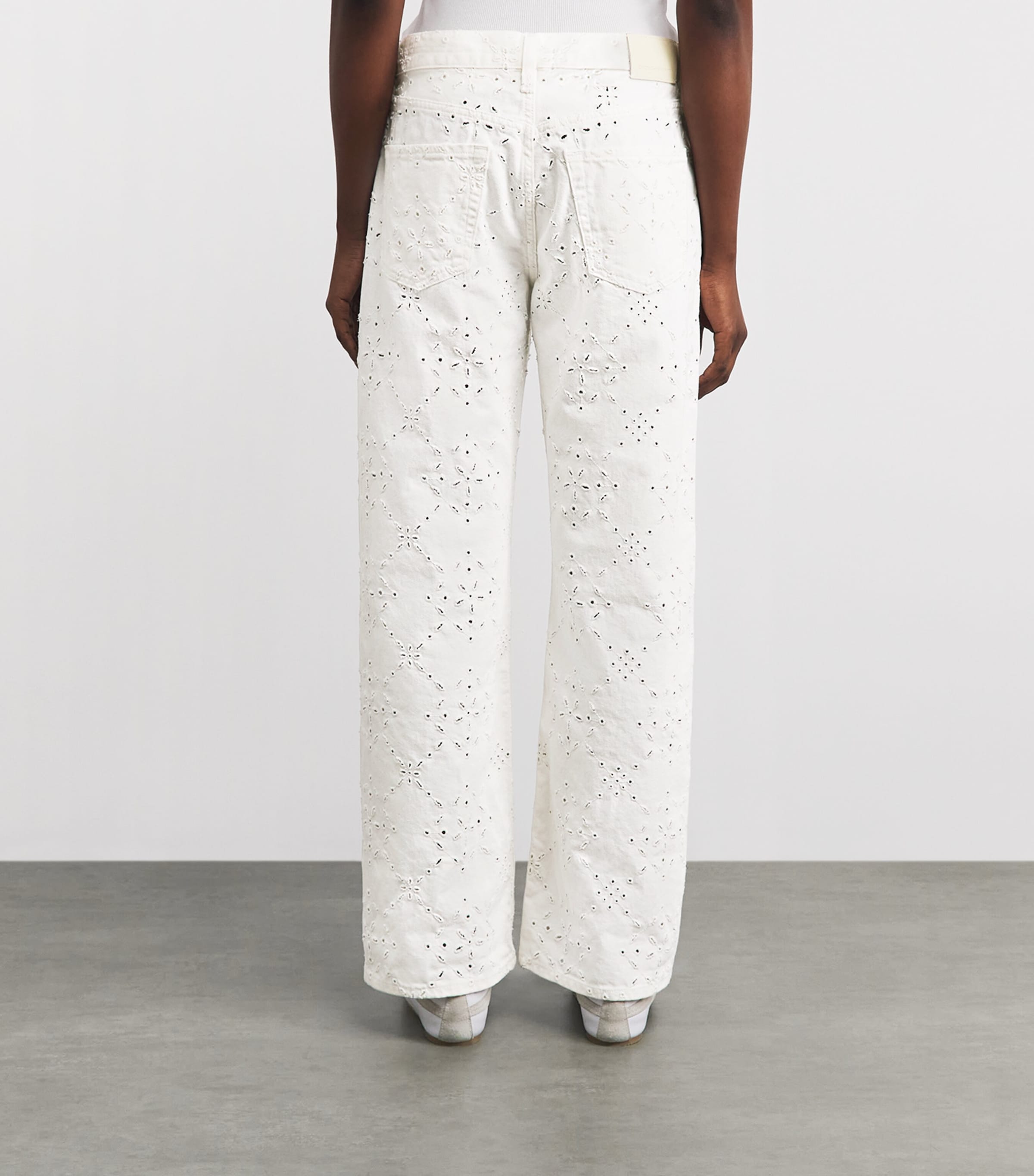 Citizens of Humanity Womens Eyelet Lindz Easy Straight Jeans Blanc Soft White Image 5