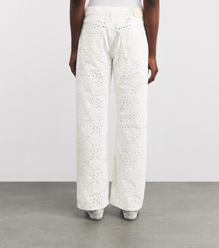 Citizens of Humanity Womens Eyelet Lindz Easy Straight Jeans Blanc Soft White Image 5