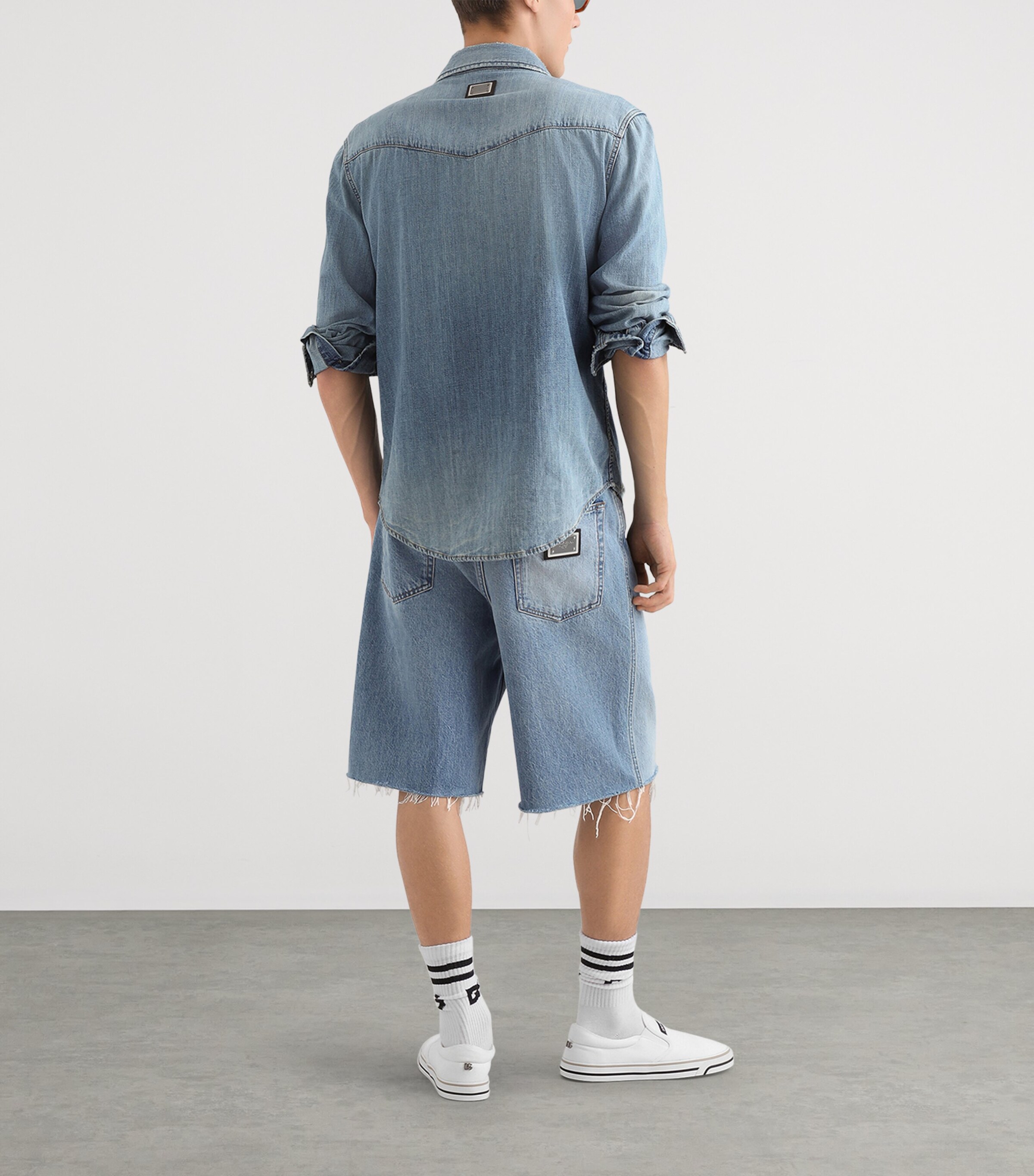 Dolce&Gabbana Mens Distressed Denim Shirt Combined Colo Image 3