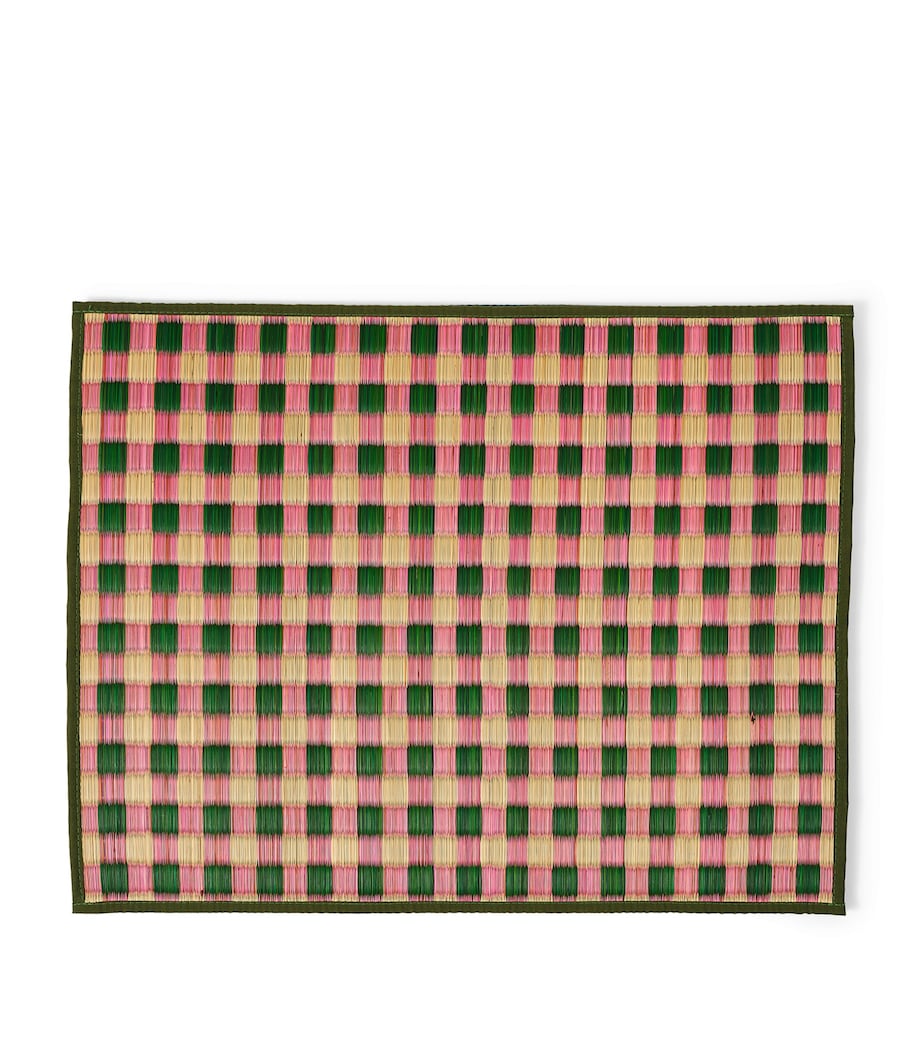 Wicker Capri Placemat (44cm x 35.5cm) PINK/GREEN/NATURAL Image 1