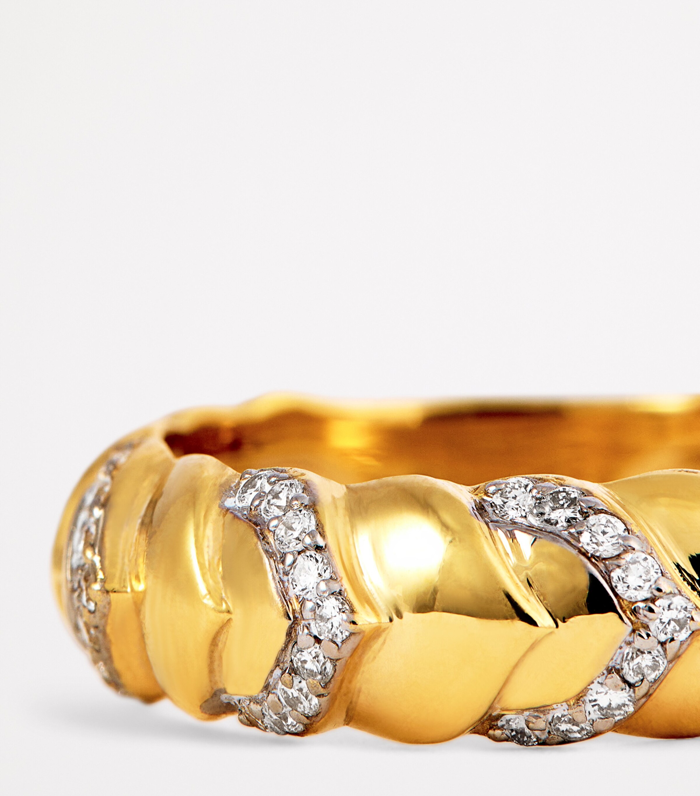 Yellow Gold and Diamond Cobra Stackable Ring YELLOW GOLD Image 6