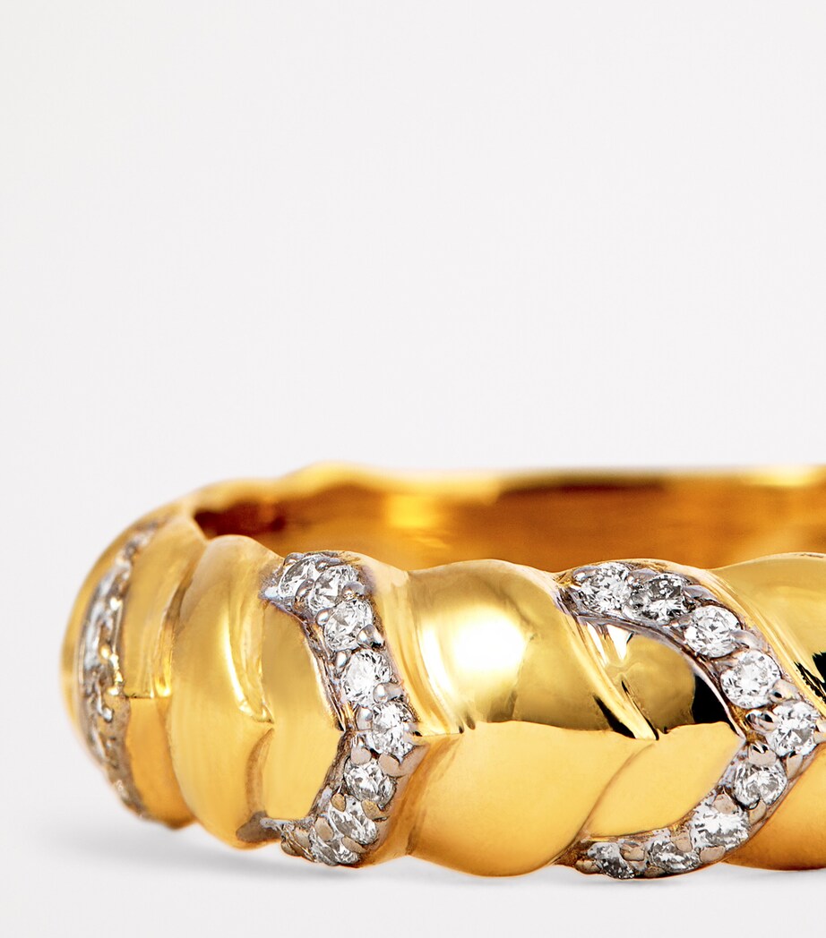 Yellow Gold and Diamond Cobra Stackable Ring YELLOW GOLD Image 6