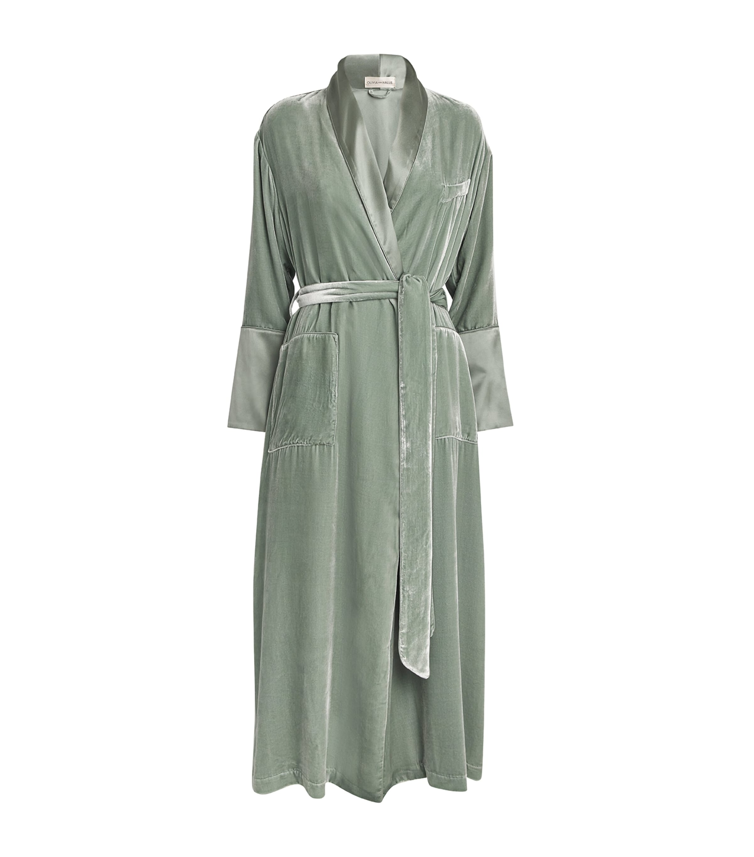 OLIVIA VON HALLE VELVET CAPABILITY ASH ROBE