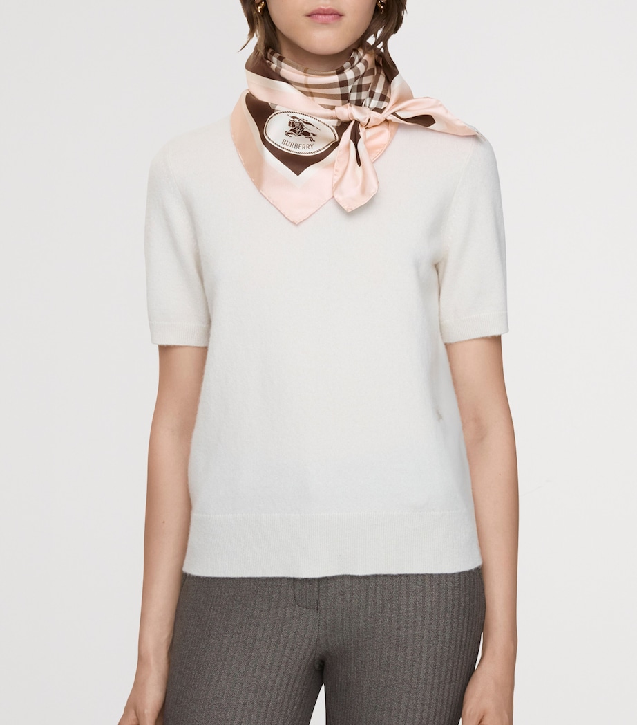 Silk Check Scarf BOW PINK Image 4