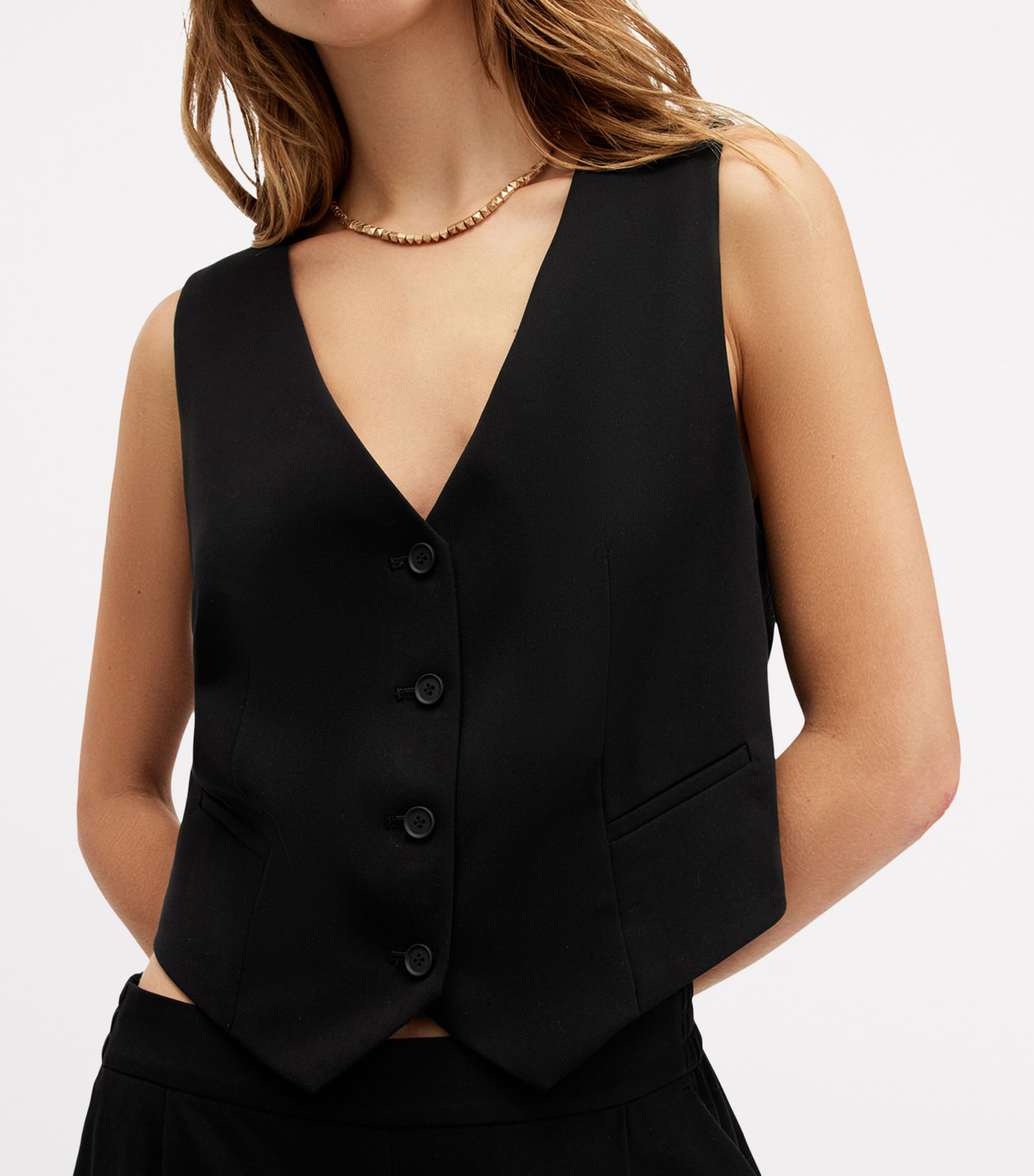 AllSaints Womens Aleida Waistcoat Black Image 5