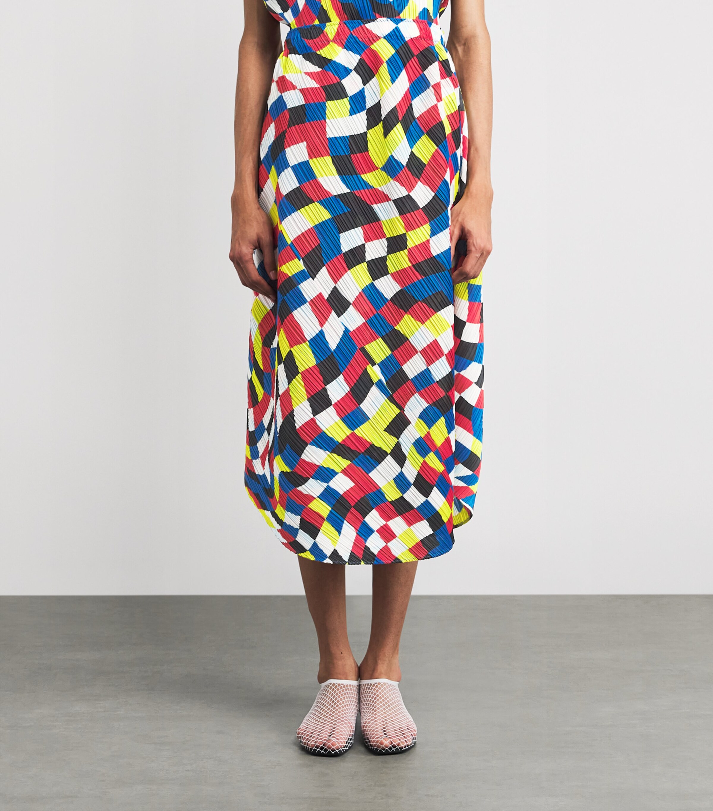 Pleats Please Issey Miyake Multi Dancing Square Midi Skirt 