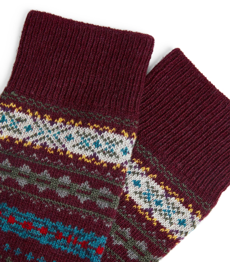 Wool-Blend Fair Isle Socks BURGUNDY Image 3